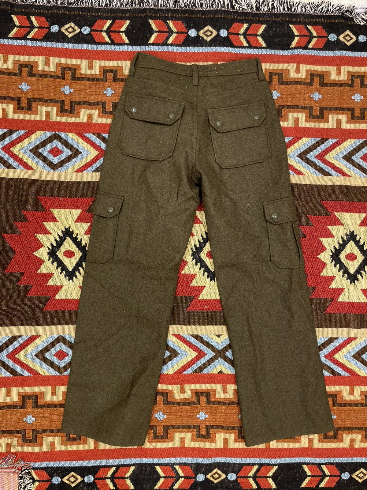 Abercrombie & Fitch × Vintage *RARE* WMNS Abercrombie & Fitch Green Wool Cargo Pants Size 28" / US 6 / IT 42 - 4 Thumbnail