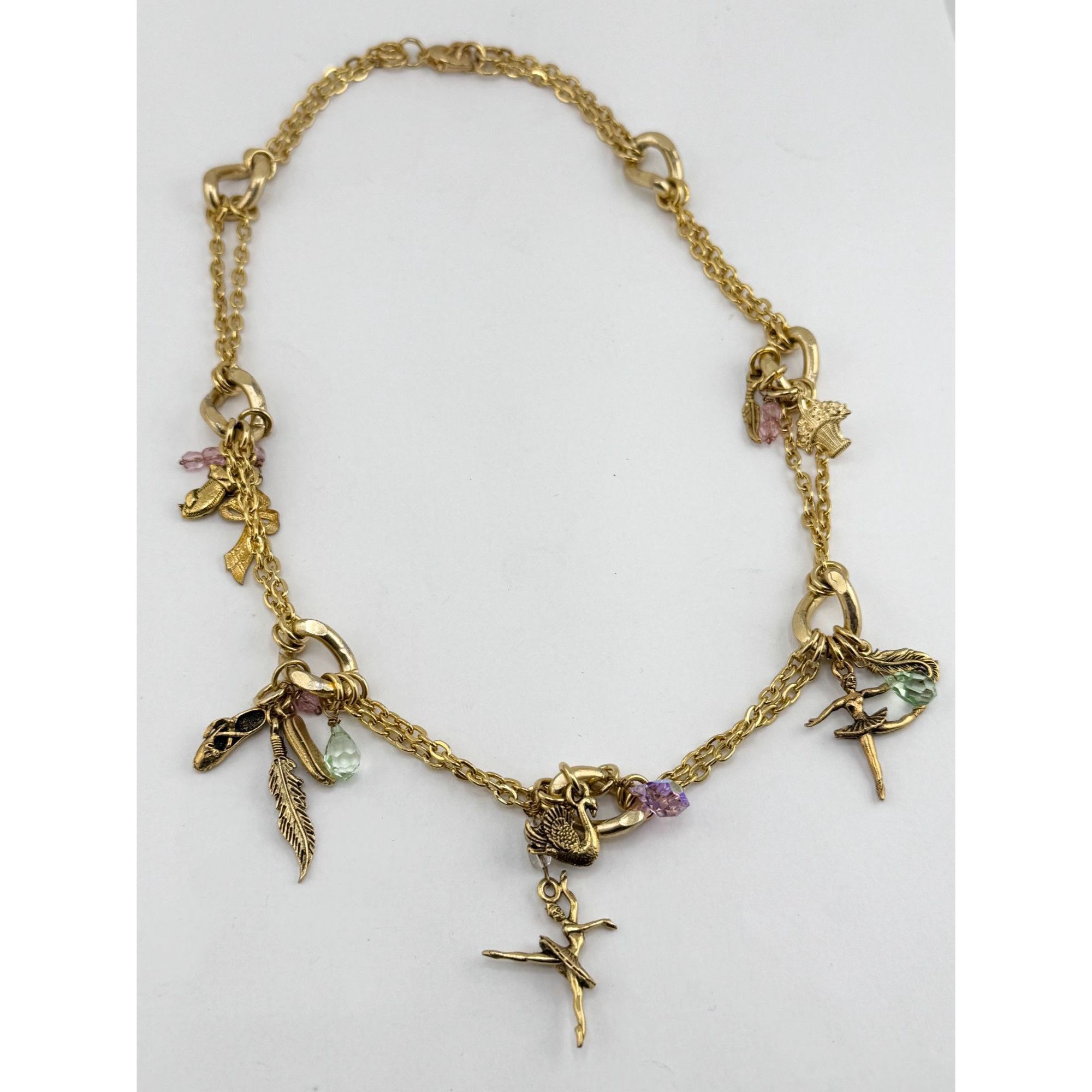 Vintage Vintage crystal charm necklace Ballerina, Feather, Shoes, Fl Size ONE SIZE - 4 Thumbnail