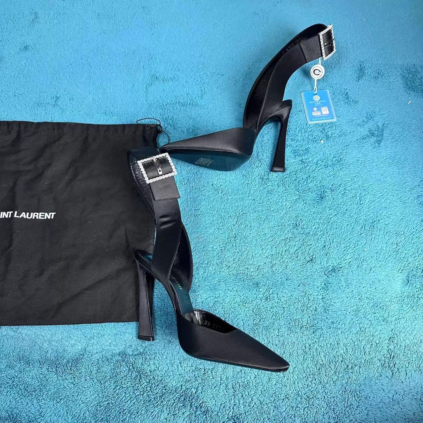 Yves Saint Laurent YSL Fanny Satin Crepe Stiletto Heels Black 36 Size US 5.5 / IT 35.5 - 3 Thumbnail