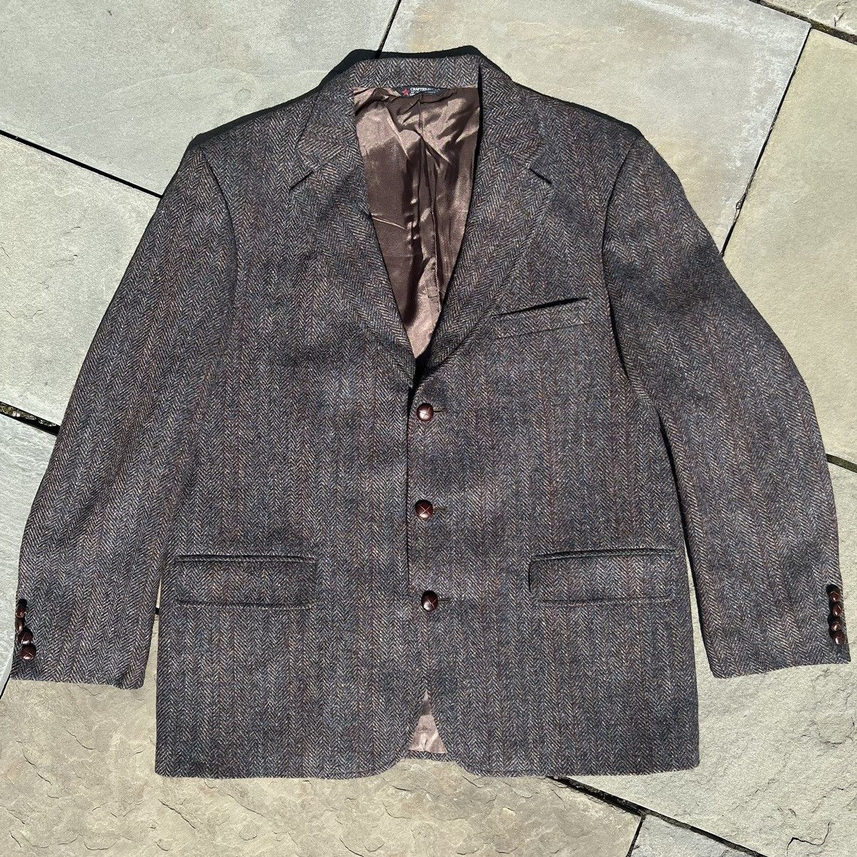 image of 70's Harris Tweed Herringbone Blazer in Herringbone Tweed, Men's (Size 44R)