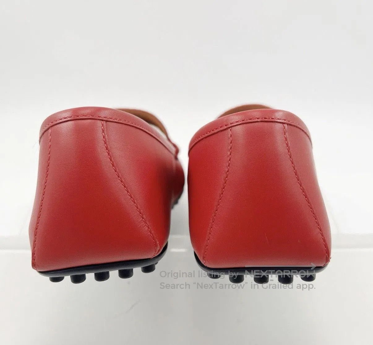 Gucci Red Embossed Leather Slip-On Shoes. Size US 9 / EU 42 - 6 Thumbnail