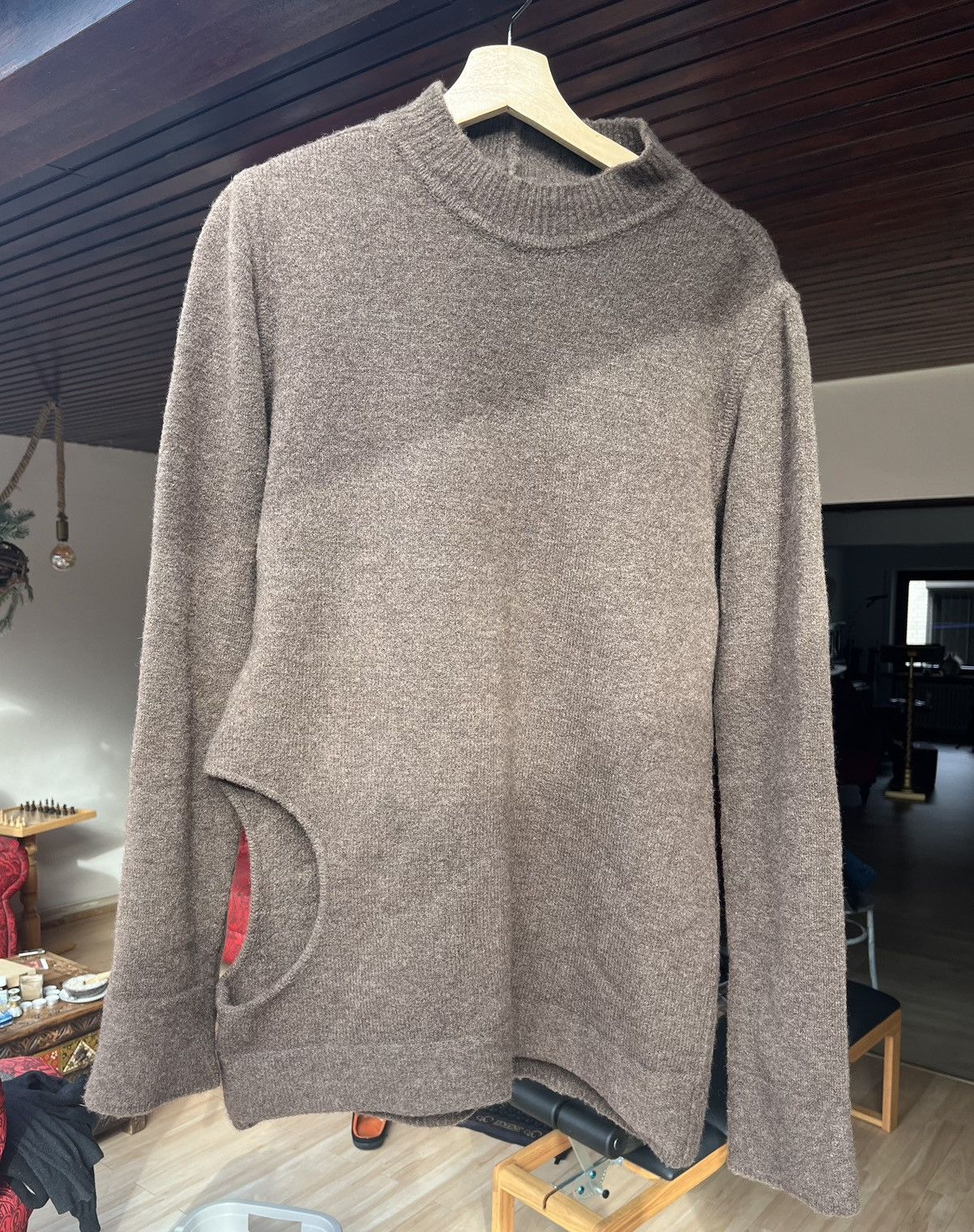 image of Rick Owens Subhuman Sweater Wool in Brown, Men's (Size Large)