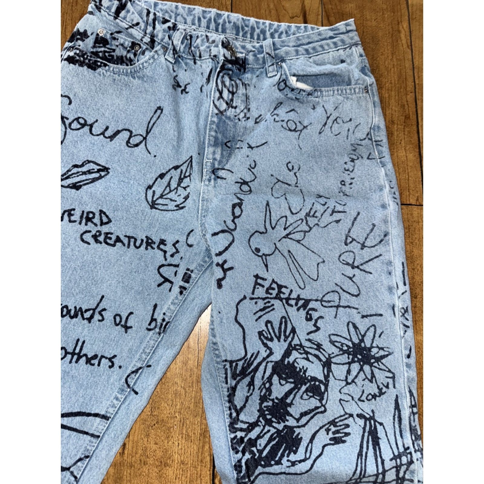 Topshop Topshop Moto Printed Denim Jeans Blue 28x30 Womens Skinny Jeans Regular 28 Denim Blue Moto Printed Size 28" / US 6 / IT 42 - 5 Thumbnail