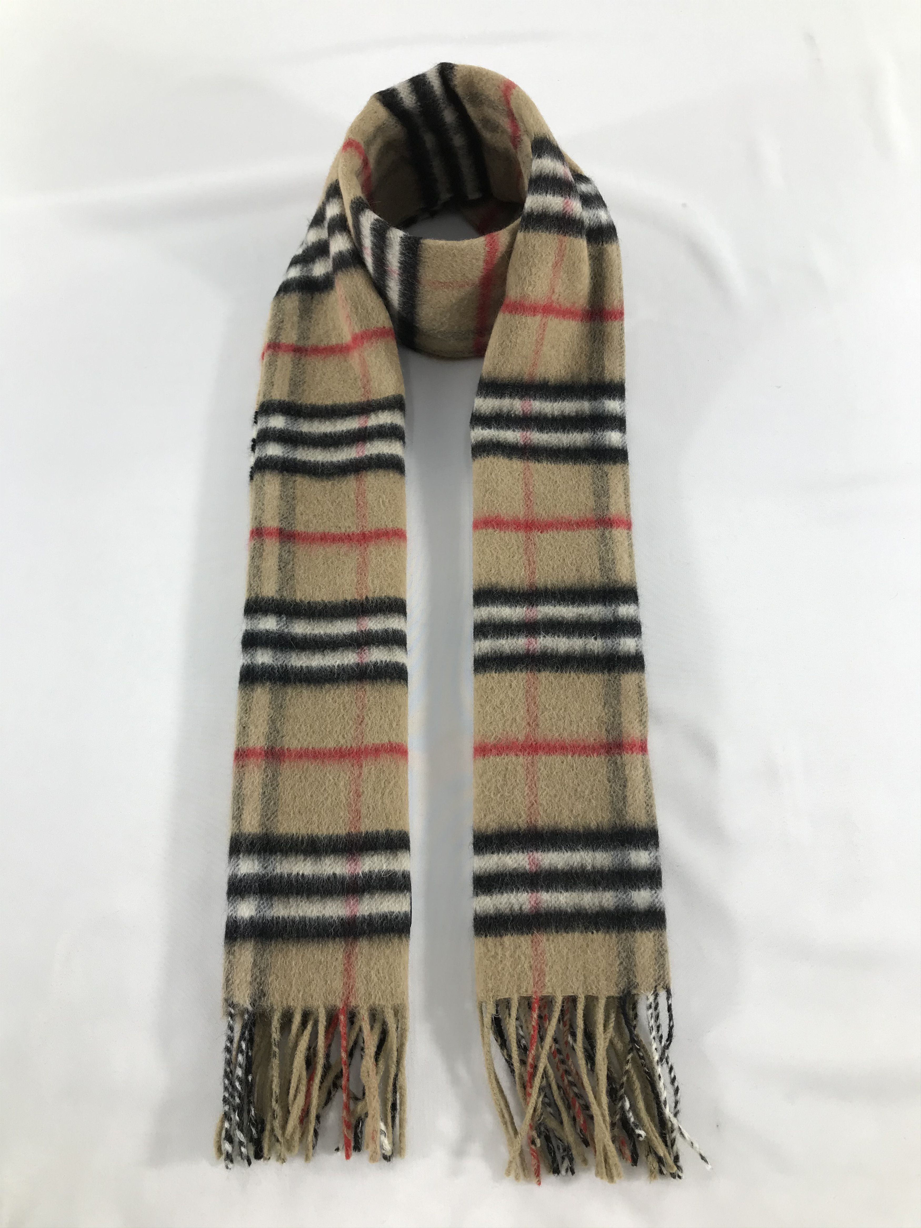 Burberry Burberrys Nova Check Tan Cashmere Wool Scarf Muffler V425 Size ONE SIZE - 1 Thumbnail