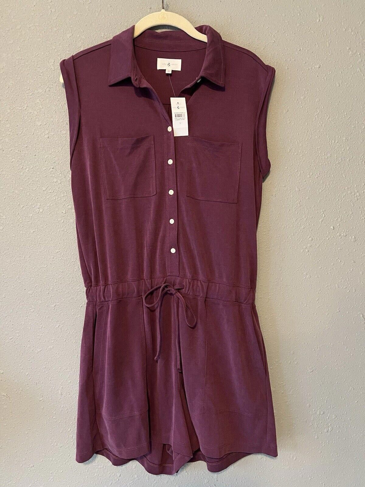 Designer Lou & Grey Sandwashed Sleeveless Romper Italian Plum NWT! Size 28" / US 6 / IT 42 - 2 Thumbnail