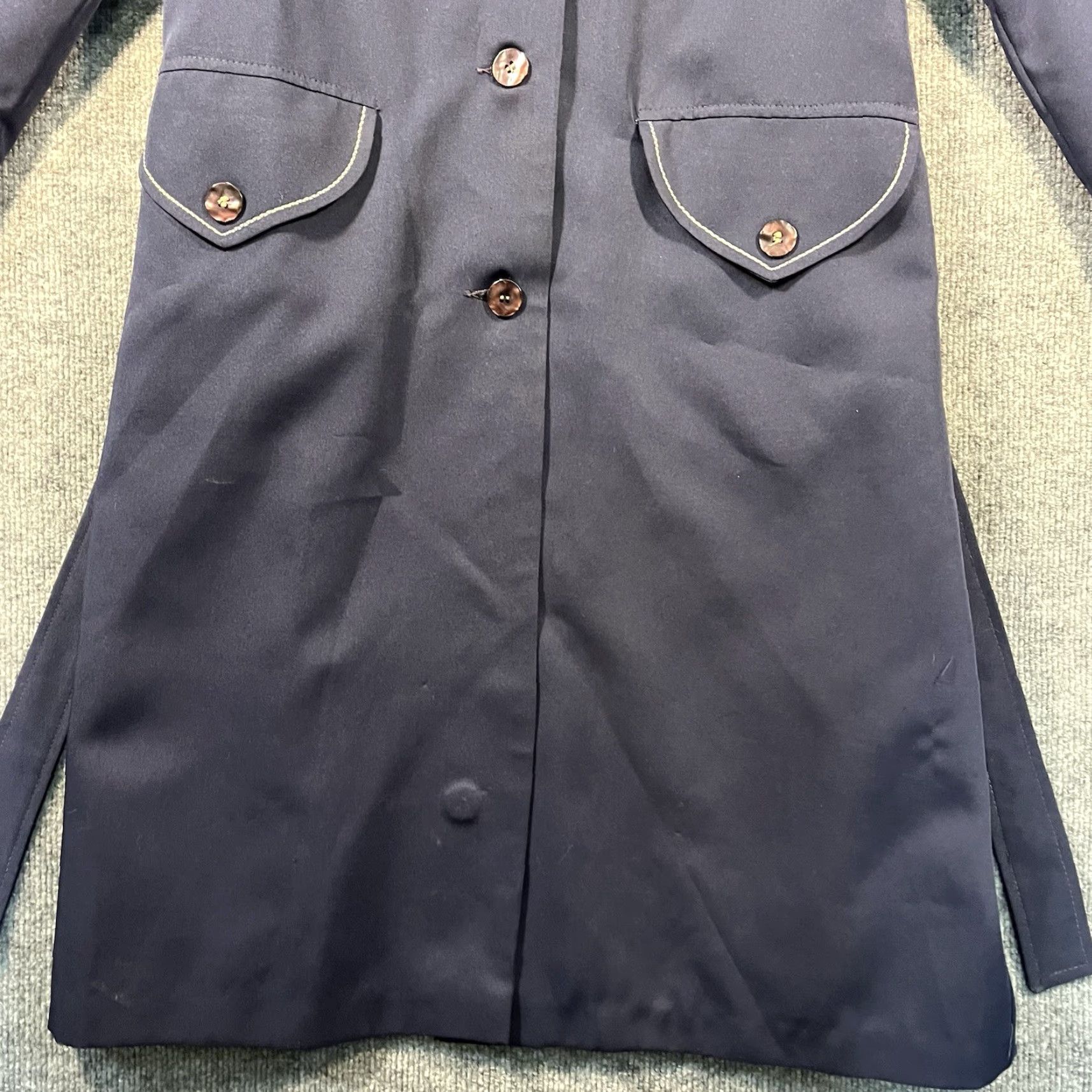 Vintage VINTAGE VTG 60s Navy Full Length Maxi Coat Womens Belted Made USA ILGWU Union Medium Coat Trench Size M / US 6-8 / IT 42-44 - 4 Thumbnail