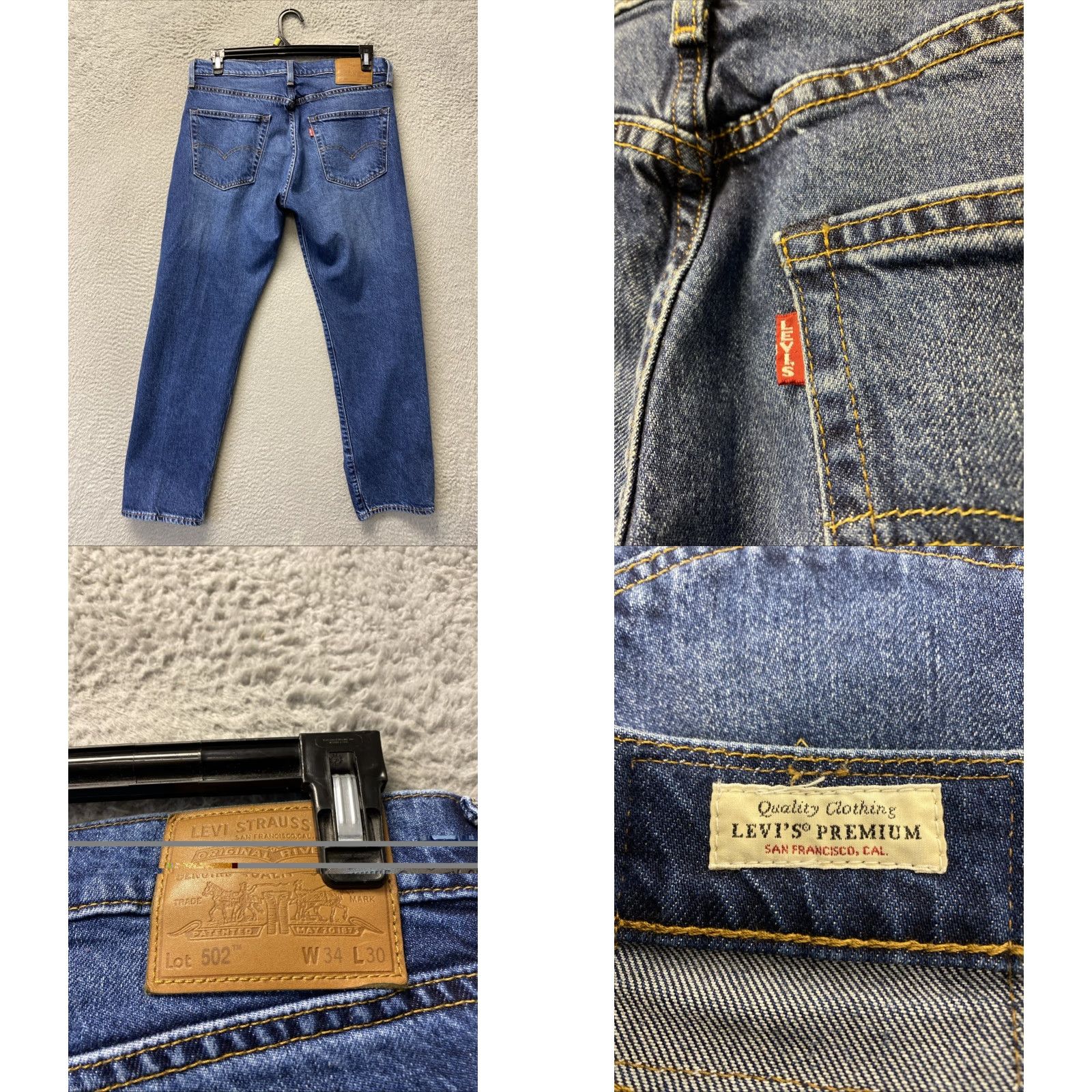 Levi's Levi's Jeans 502 Mens 34x30 Slim Straight Denim Blue Medium Wash Cotton Zip Button 5-Pocket Classic USA Men Size US 34 / EU 50 - 8 Thumbnail