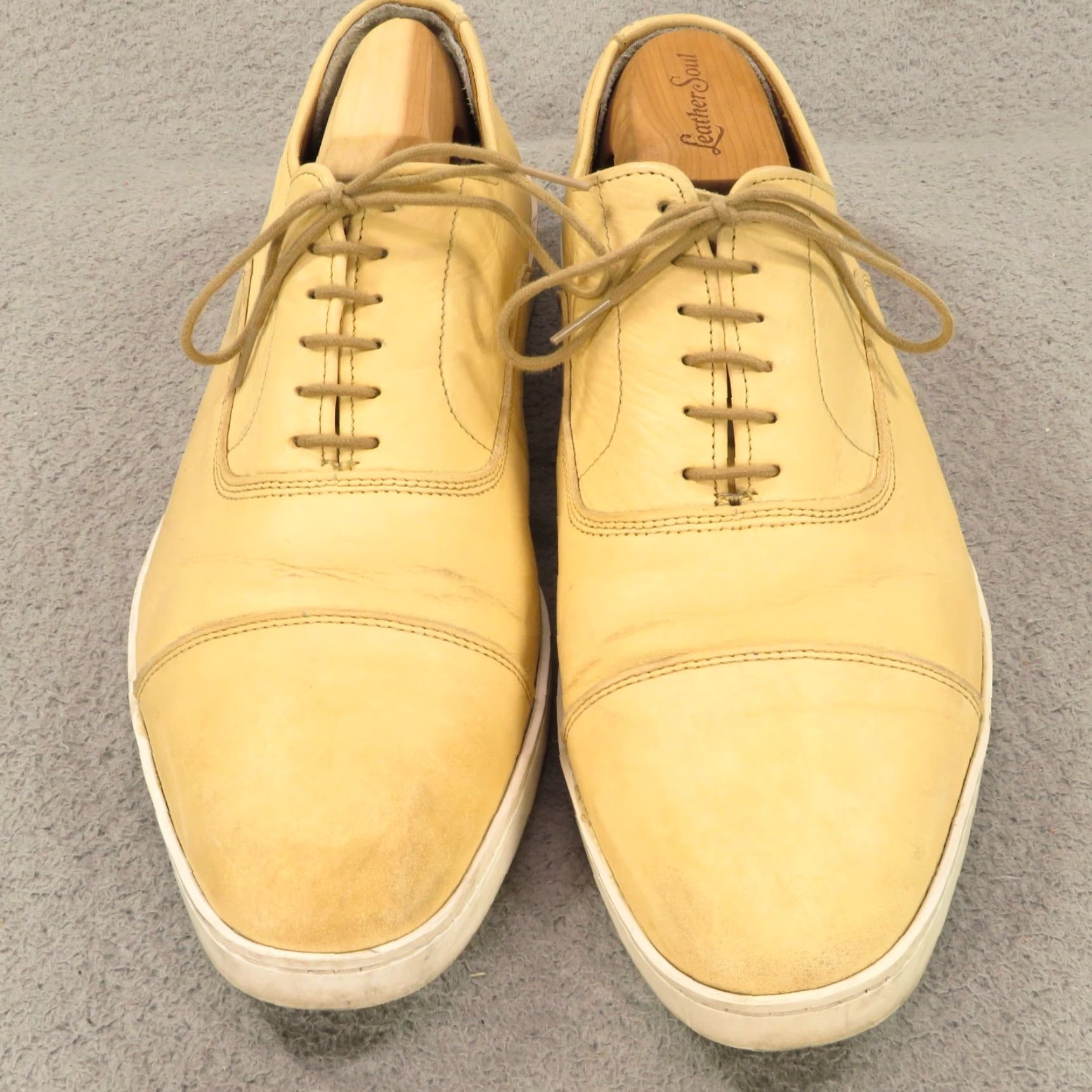 Allen Edmonds VINTAGE Allen Edmonds Shoes Men 11 E Park Avenue Courtside Sneakers Cream Parchment Bone Oxford Leather Dress Size US L / EU 52-54 / 3 - 3 Thumbnail