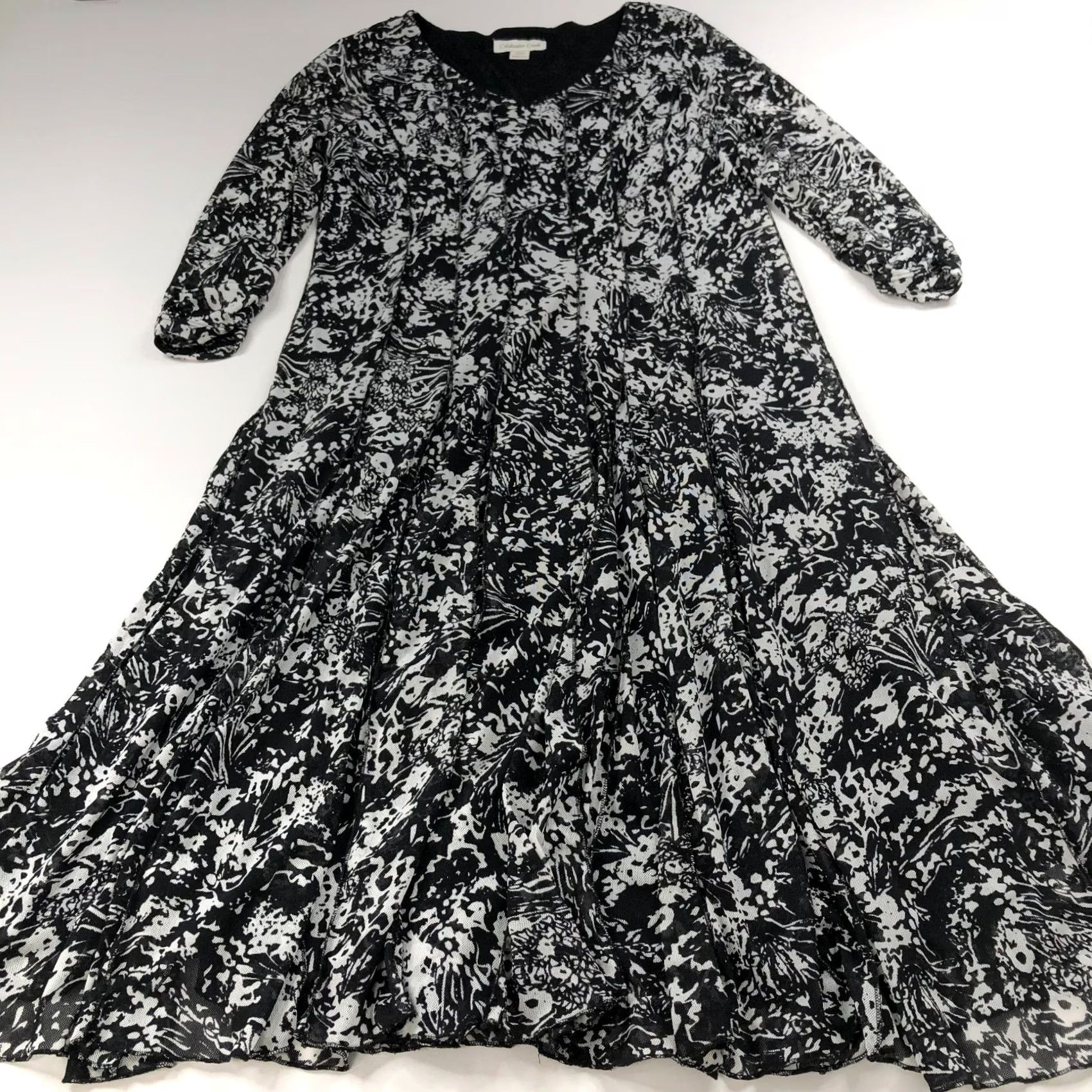 Coldwater Creek Coldwater Creek PM Petite 10-12 Flowy Geometric A-Line Midi Dress Black Size L / US 10 / IT 46 - 7 Thumbnail