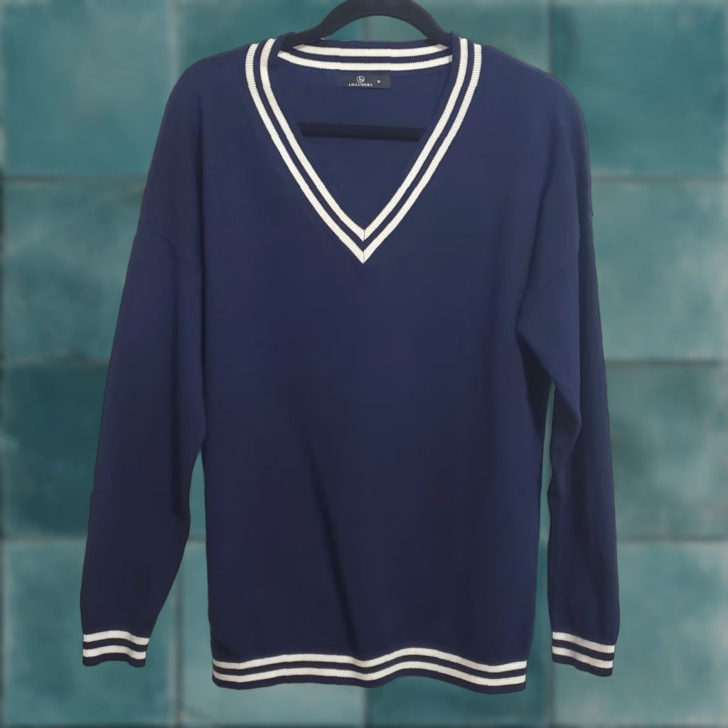 Vintage Lillusory Womens Sweater S Blue V-Neck Pullover Preppy Tenniscore Old Money Size S / US 4 / IT 40 - 1 Thumbnail