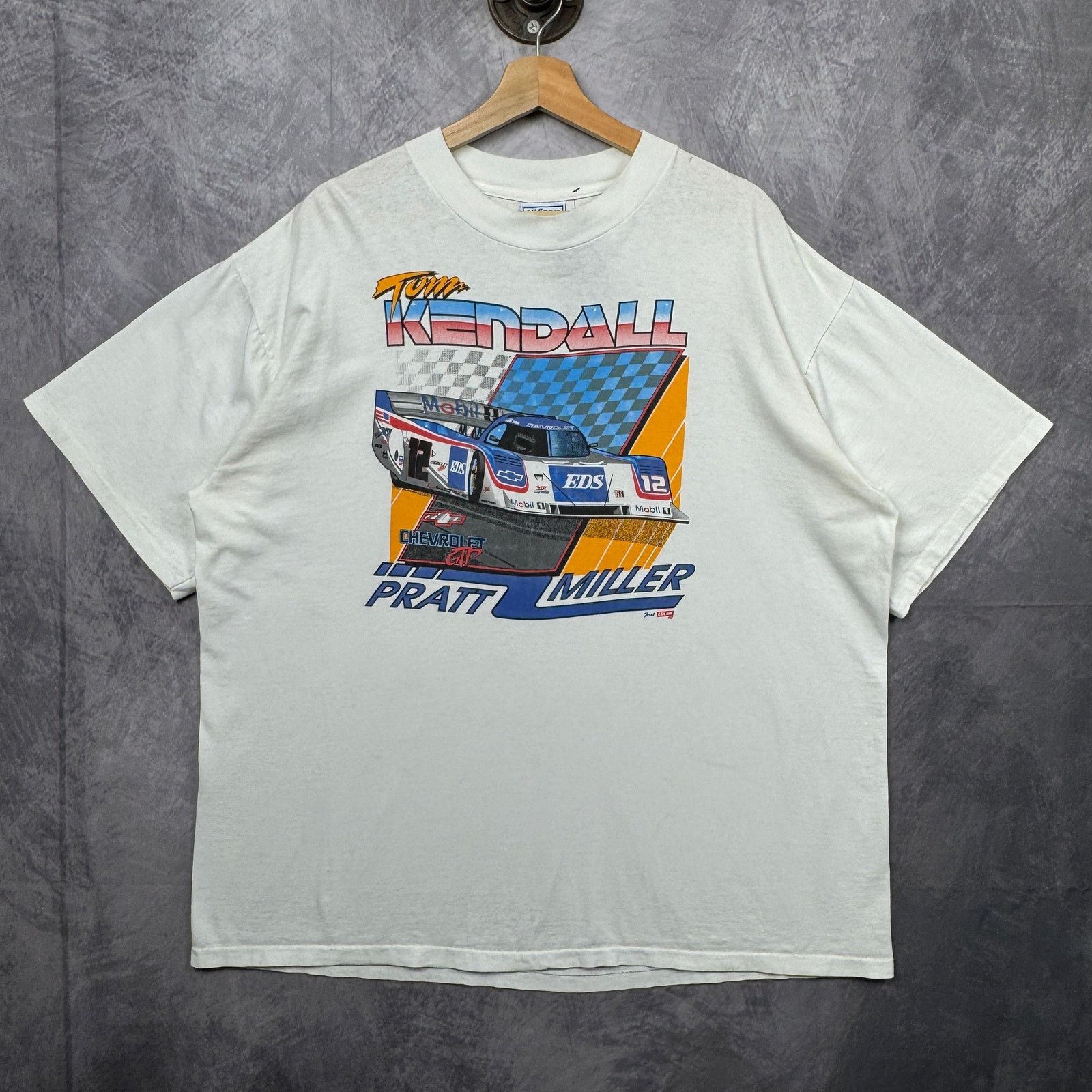 90s White Chevrolet Tom Kendall Racing Graphic Tee XL 3957