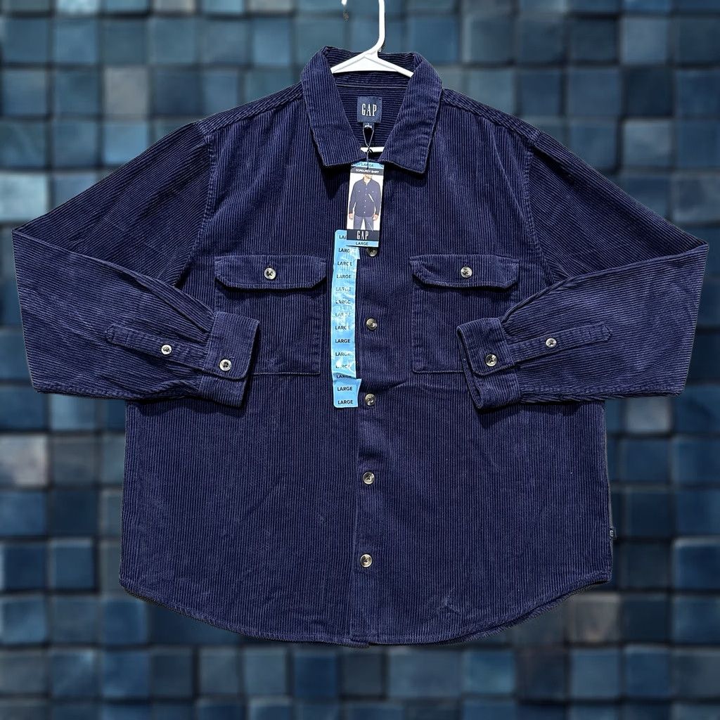 Gap GAP Shirt Mens Large Navy Blue Corduroy Button Up Long Sleeve Mens Size US L / EU 52-54 / 3 - 1 Thumbnail