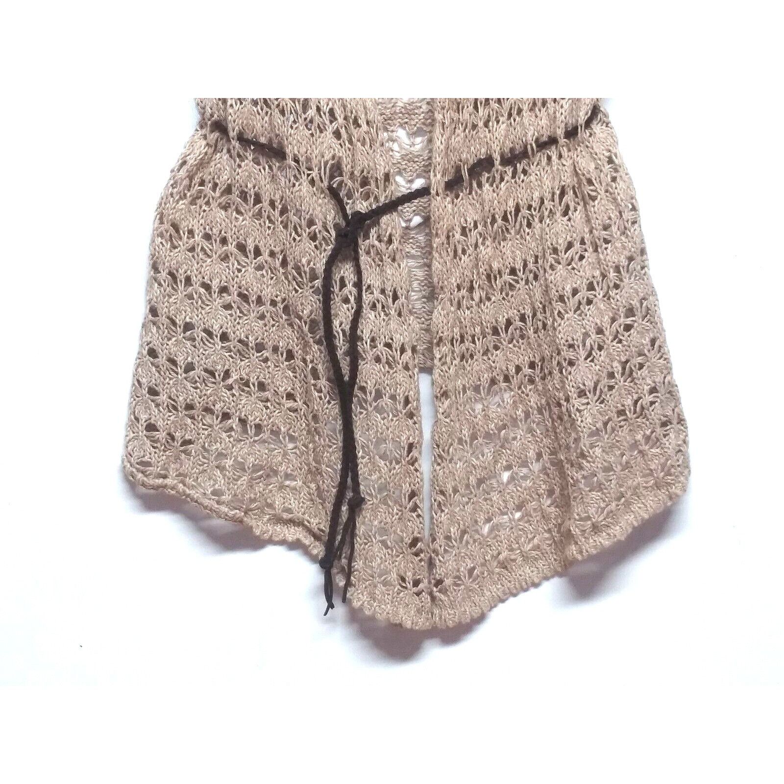 Other Cardigan Sweater Peplum Tan Crochet knit belted Sz M womens Size M / US 6-8 / IT 42-44 - 4 Thumbnail