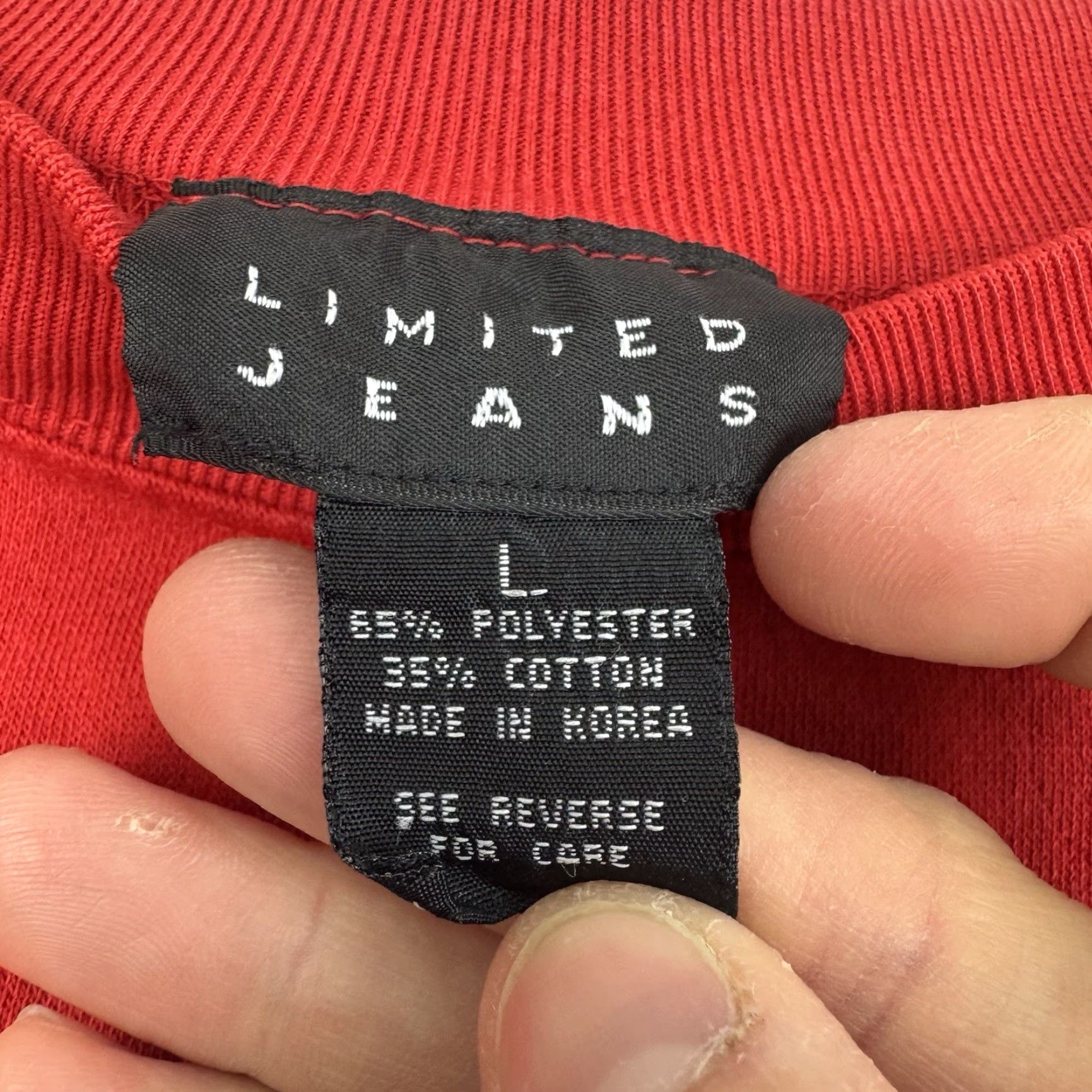 Vintage VINTAGE Limited Jeans Sweatshirt Womens Large Crewneck Embroidery Hipster 90s Red Pullover) Size L / US 10 / IT 46 - 6 Thumbnail