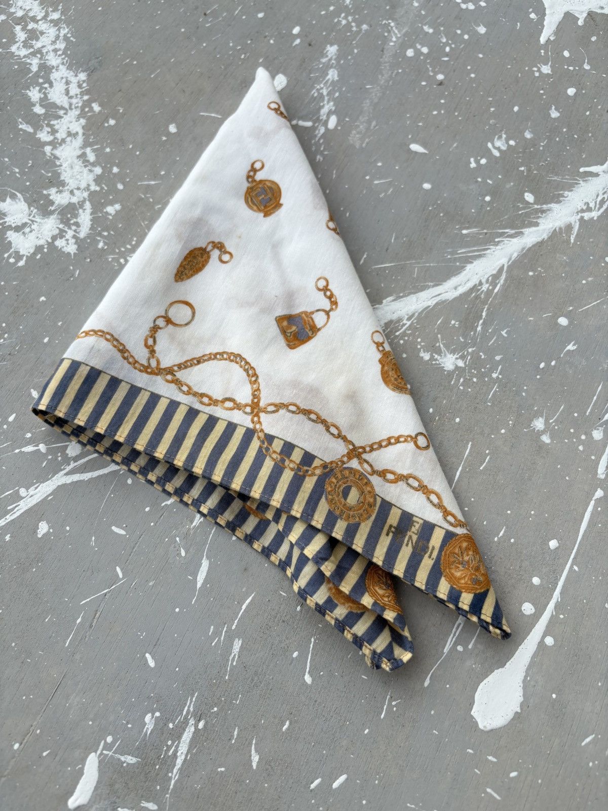 Fendi Authentic Fendi Vintage Chain & Medallion Print Silk Scarf” Size ONE SIZE - 7 Thumbnail