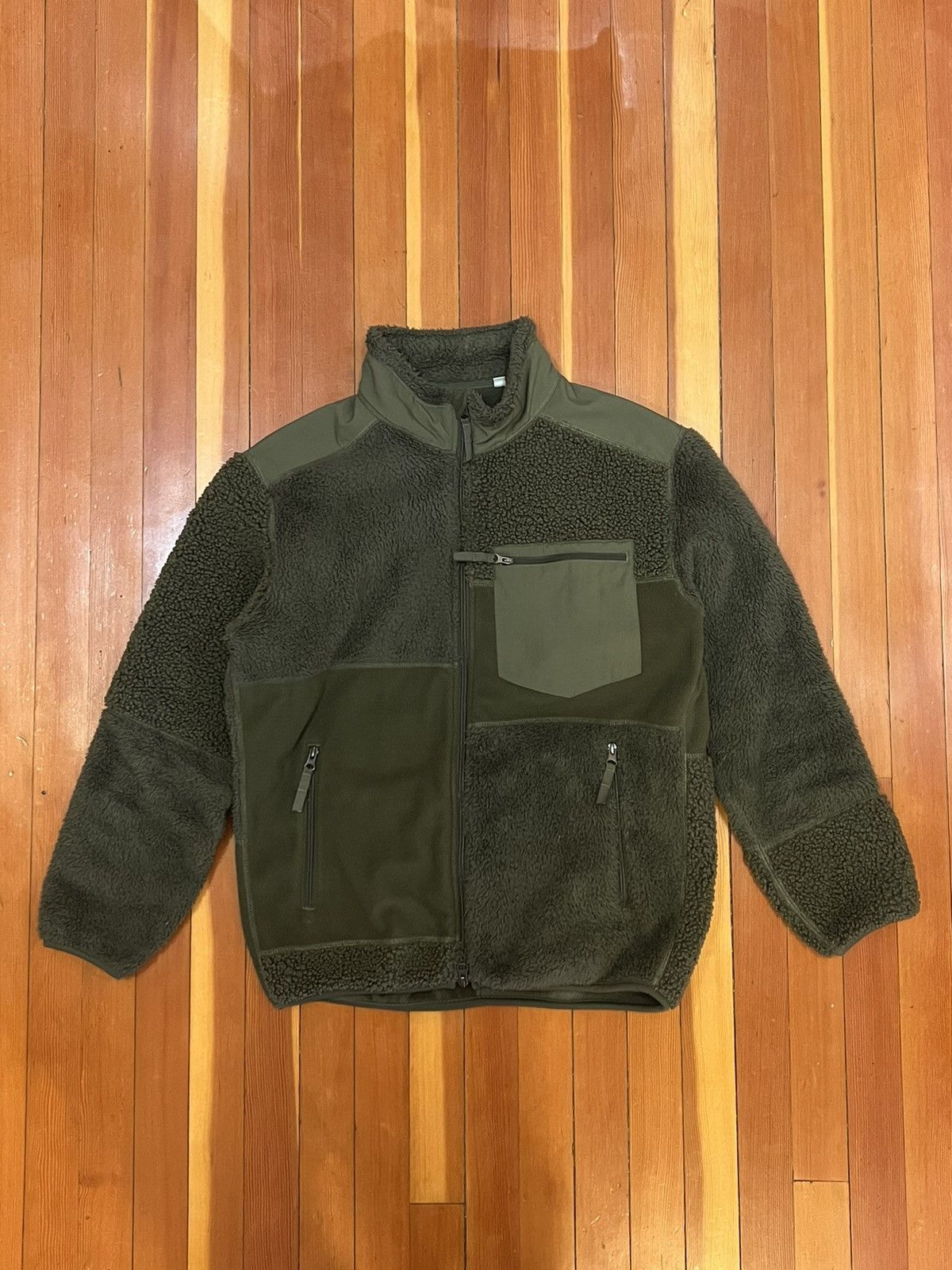 image of Engineered Garments Combination Fleece Jacket in Green, Men's (Size Medium)