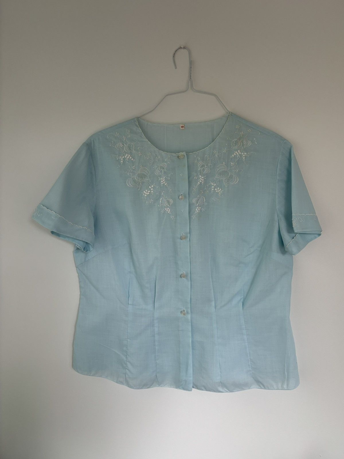 Vintage Vintage Sheer Shortsleeve Embroidered Seethrough 70s 60s 50s Size M / US 6-8 / IT 42-44 - 2 Thumbnail