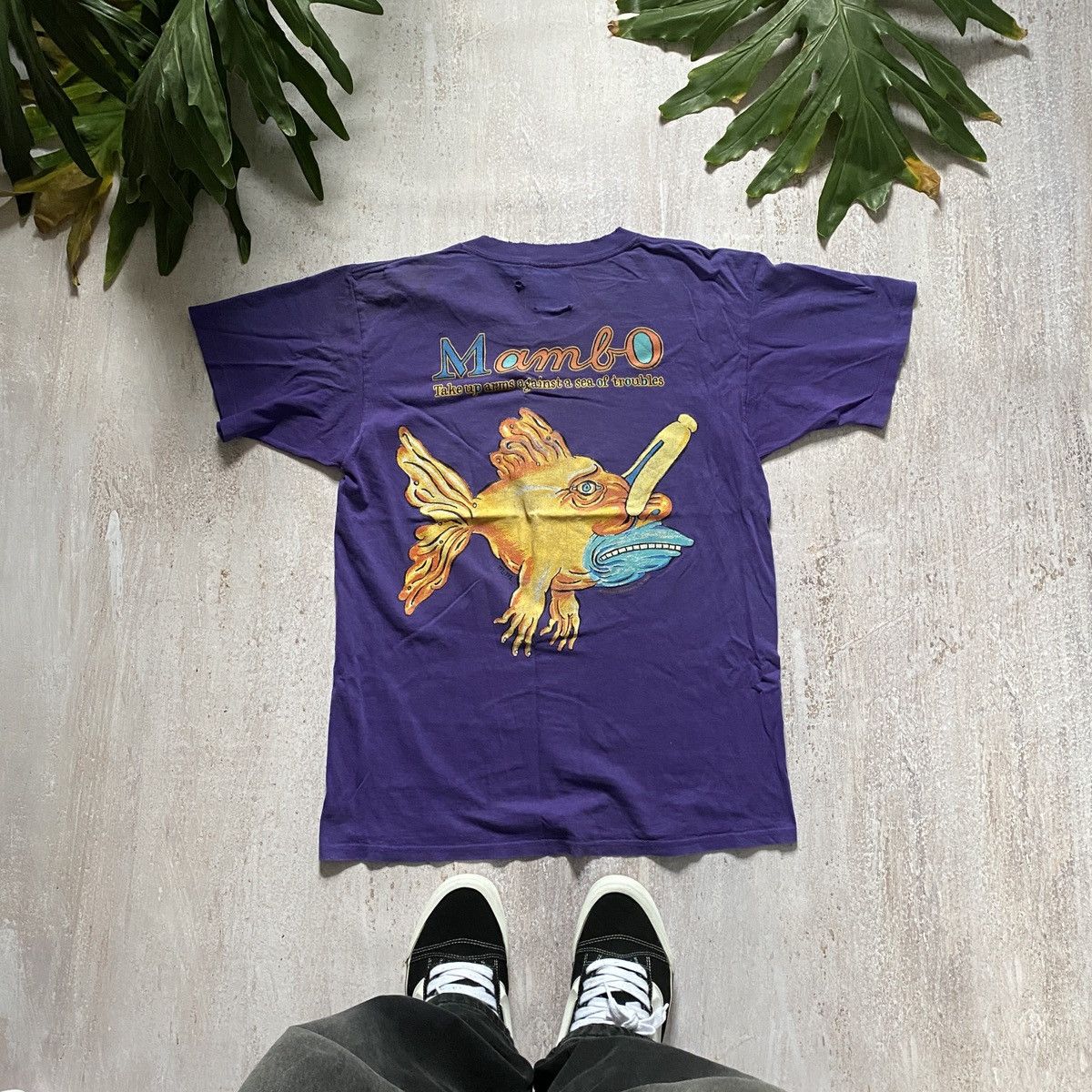 Mambo VINTAGE 1995 RARE MAMBO FISH AMAZING DESTRESSED T SHIRT 315 Size US XL / EU 56 / 4 - 1 Thumbnail