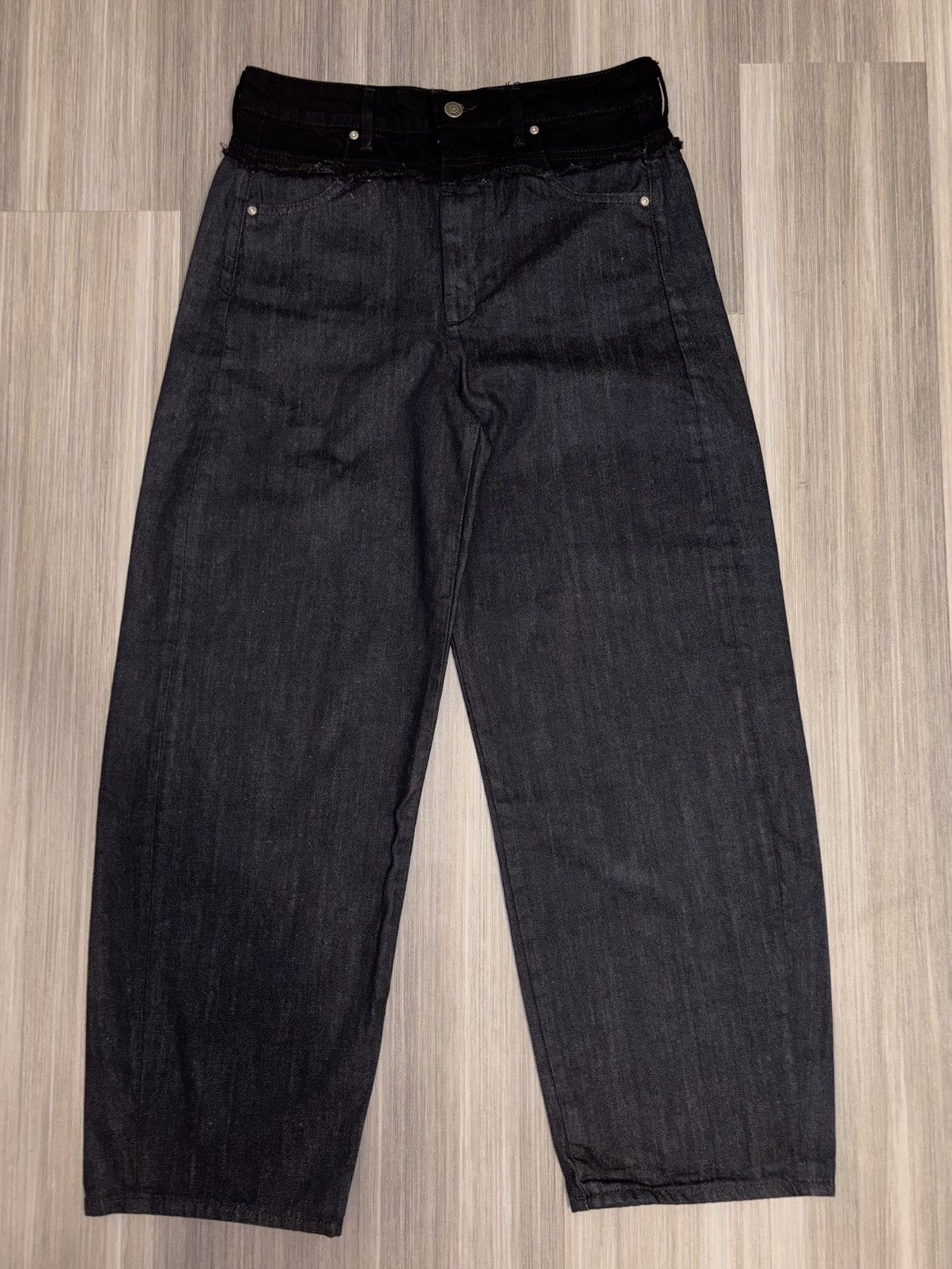 Zara Zara black two toned deconstructed wide leg jeans Size 30" / US 8 / IT 44 - 1 Thumbnail