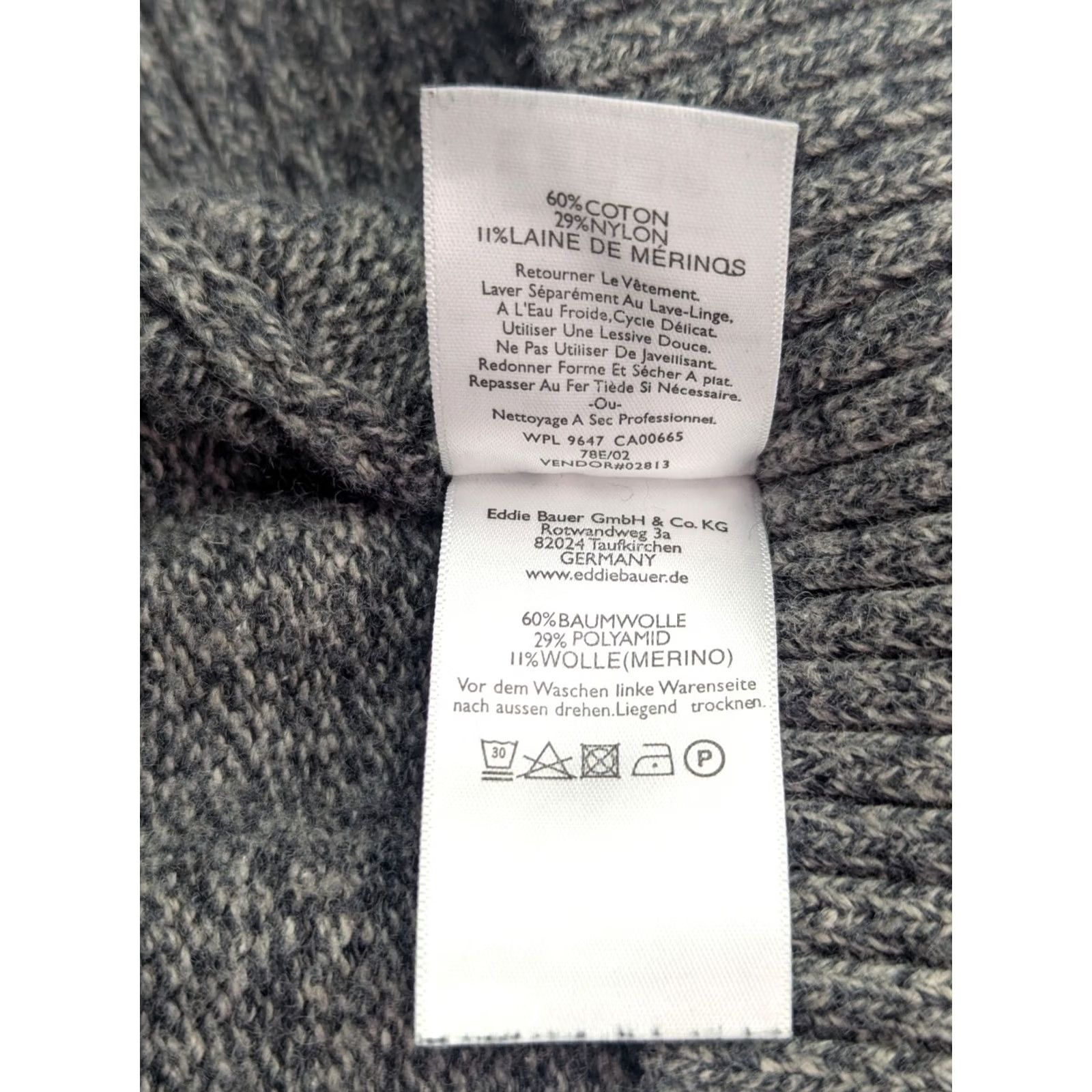 Eddie Bauer VINTAGE Eddie Bauer Sweater L Gray Cotton Merino Wool Blend Pullover Shawl Neck Men Size US L / EU 52-54 / 3 - 4 Thumbnail