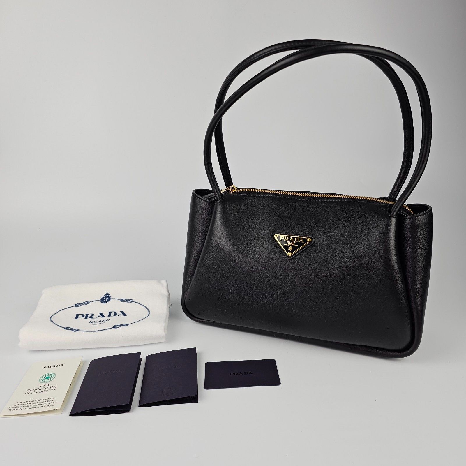 Prada PRADA $3150 Medium Black Leather Handbag New And Authentic Size ONE SIZE - 1 Thumbnail