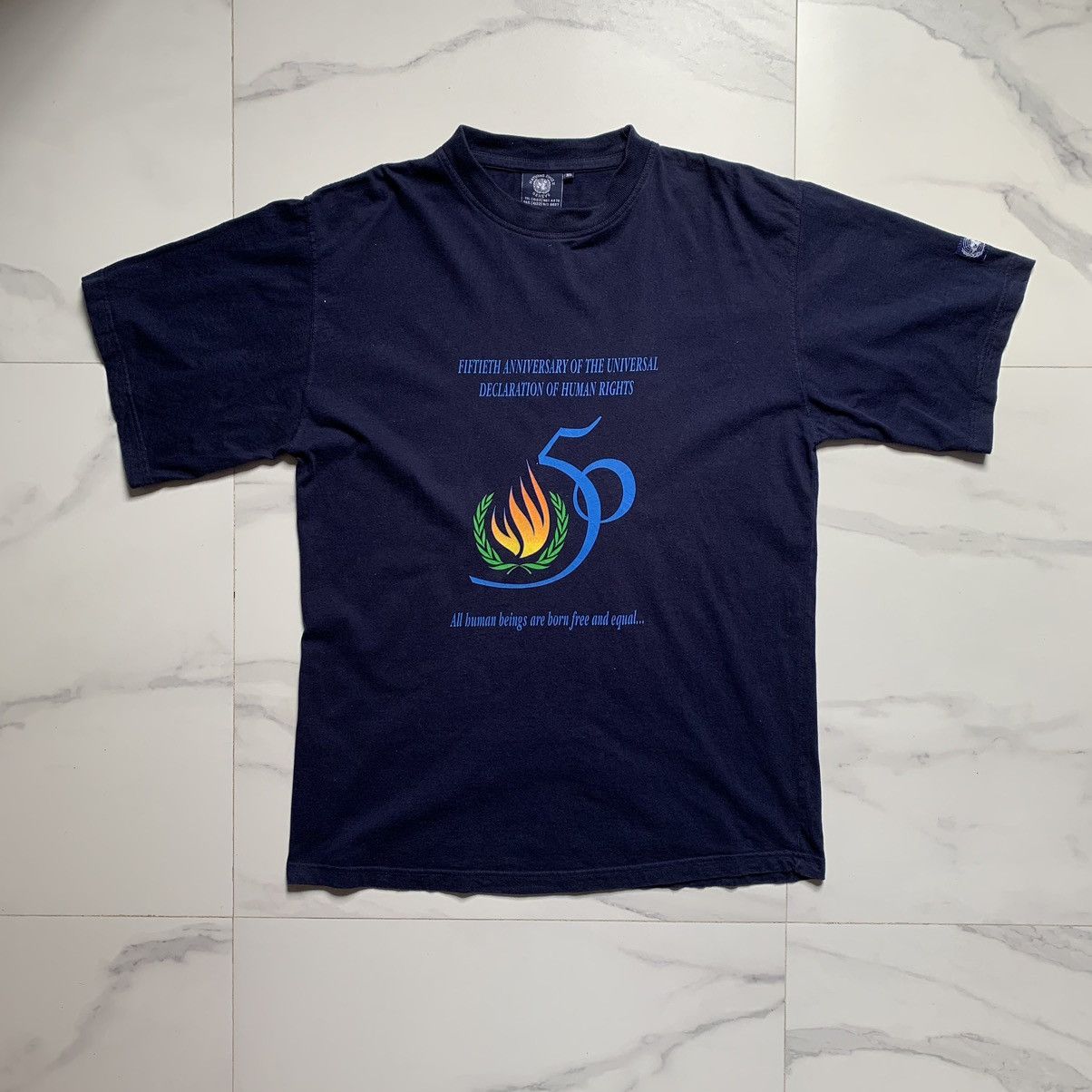 Vintage Rare Rare Rare! United Nations 1998 Human Rights T-Shirt Size US XL / EU 56 / 4 - 2 Thumbnail