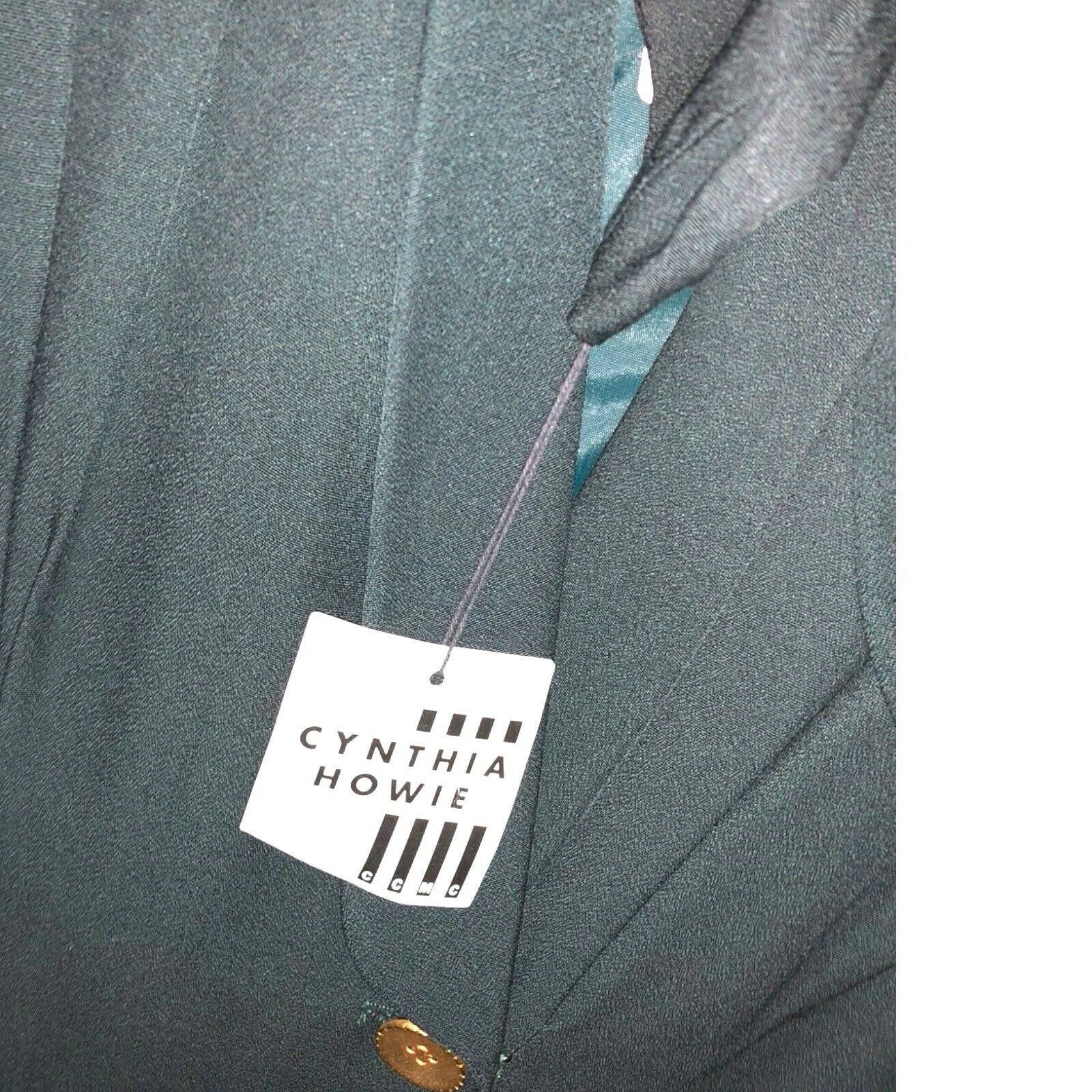 Designer NWT Cynthia Howie “Coat Suit Dress” Green Gold Buttons 4 Size S / US 4 / IT 40 - 4 Thumbnail