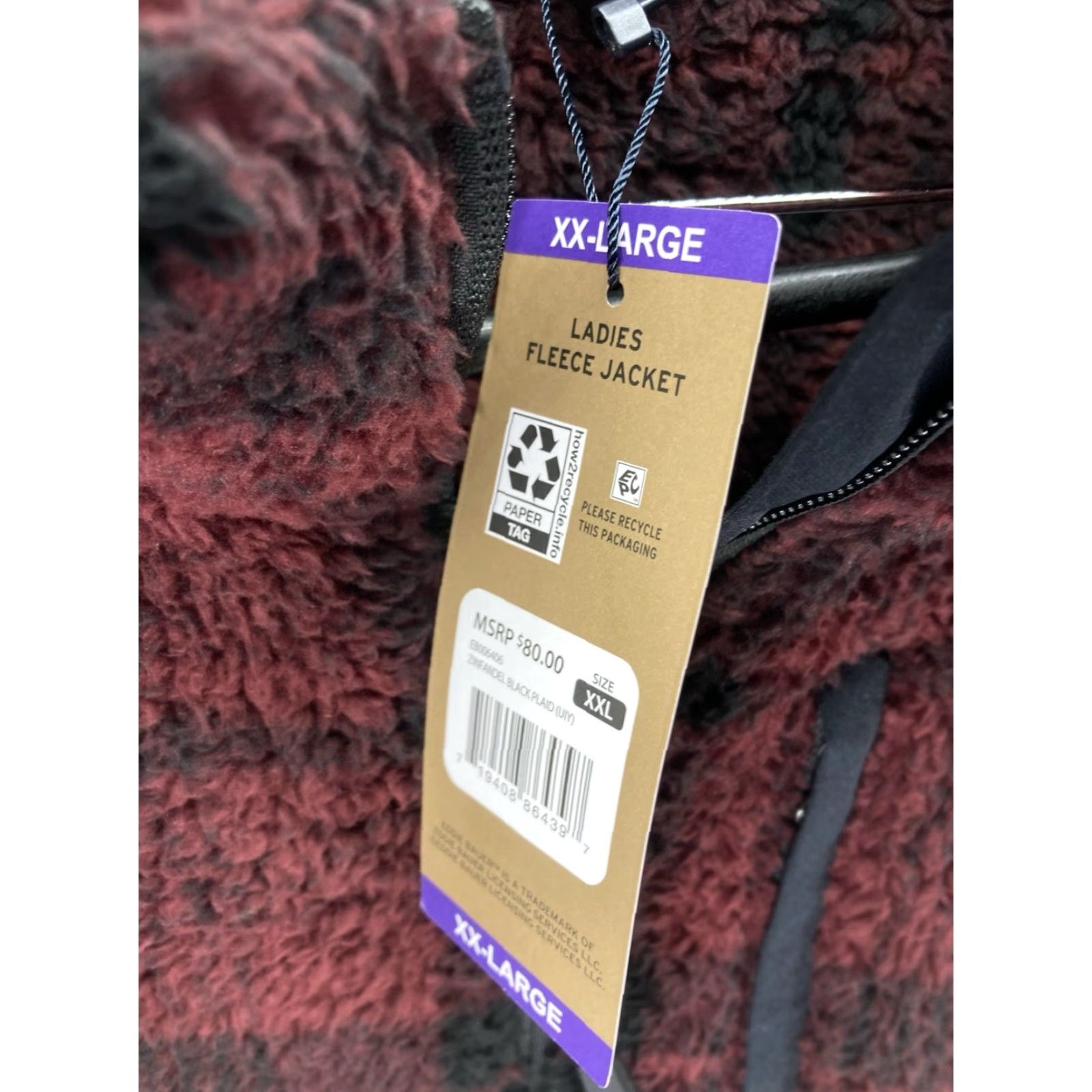 Eddie Bauer Eddie Bauer Sherpa Fleece Jacket Women 2XL Red Plaid Full Zip Mock Neck NWT Size XXL / US 16-18 / IT 52-54 - 5 Thumbnail