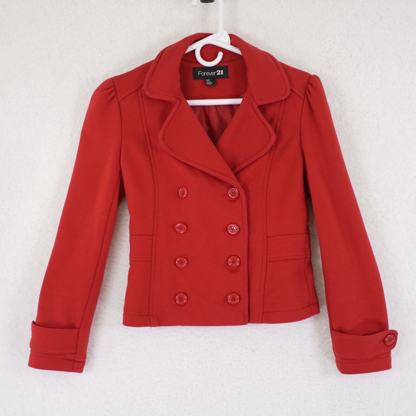 Forever 21 Forever 21 Small Red Double Breasted Cotton Polyester Blazer Size S / US 4 / IT 40 - 1 Thumbnail