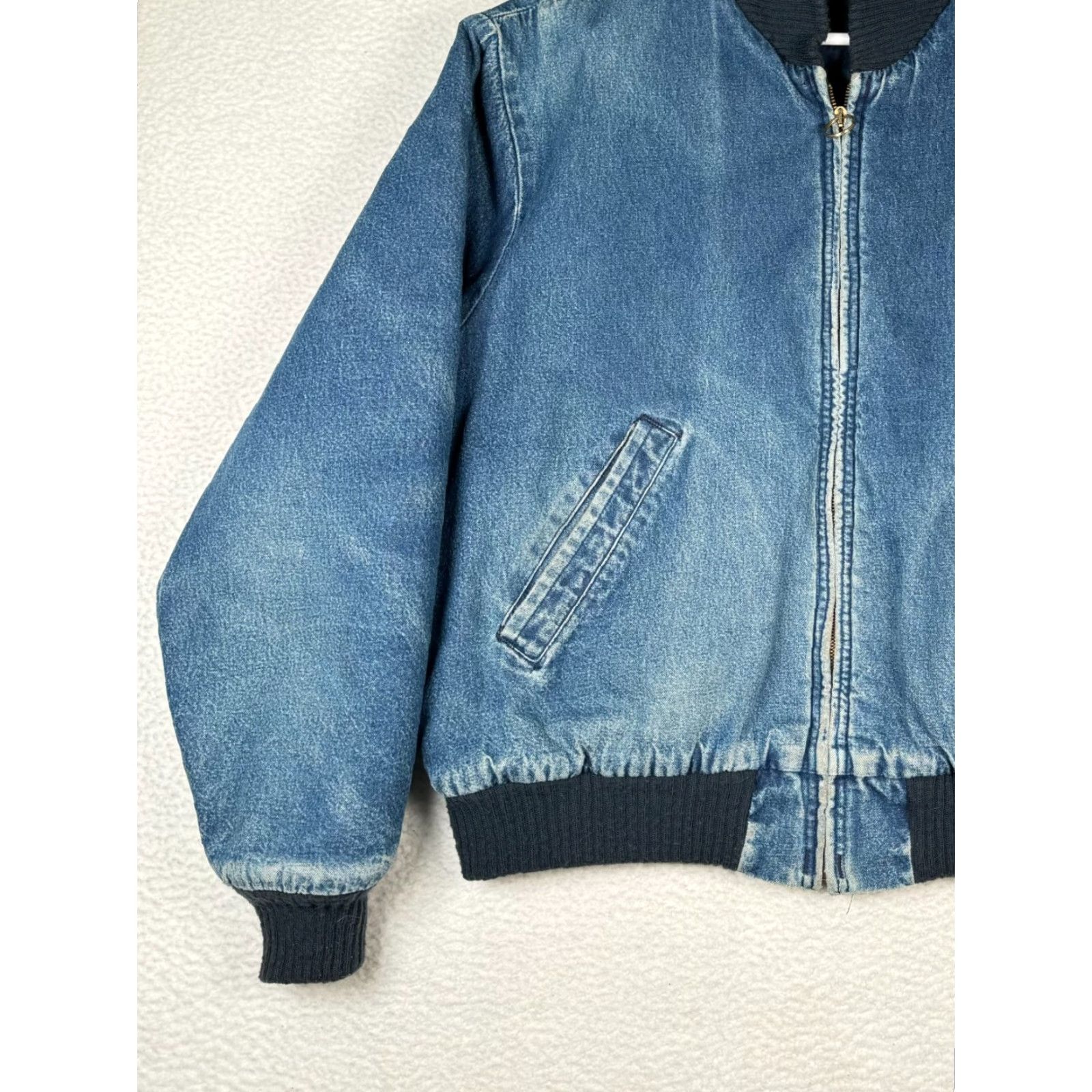 Vintage VINTAGE OshKosh B'gosh Bomber Jacket Denim Men's Medium - Faded Distressed, Blue, Zipper, Outdoor, 90s, Jacket, Mens Size US M / EU 48-50 / 2 - 4 Thumbnail