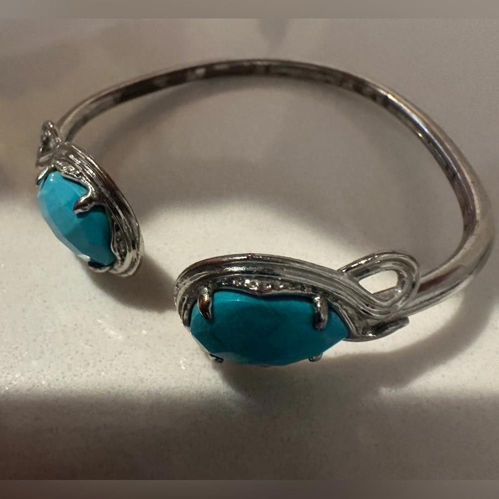 Kendra Scott Kendra Scott Andy Bracelet Turquoise Silver Pinch Cuff Size ONE SIZE - 3 Thumbnail