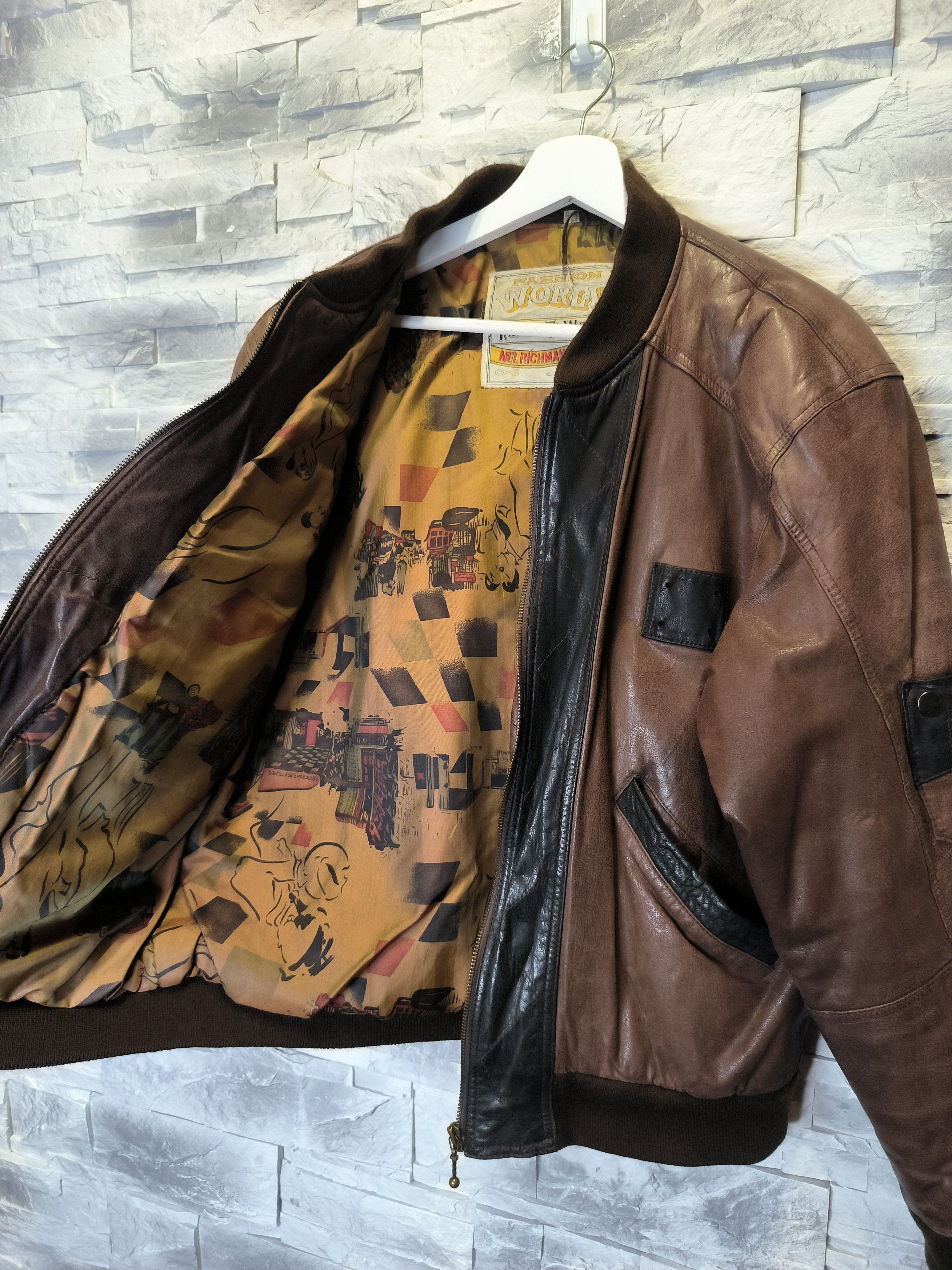 Other Vintage Leather Bomber Jacket Brown Mel Richman Size US S / EU 44-46 / 1 - 2 Thumbnail