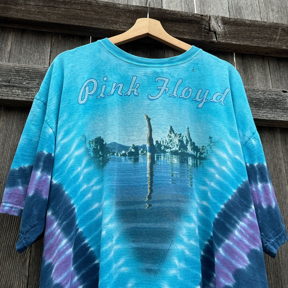 image of VTG Pink Floyd Wish You Were Here Liquid Blue Tye Dye Tee, Men's (Size XL)