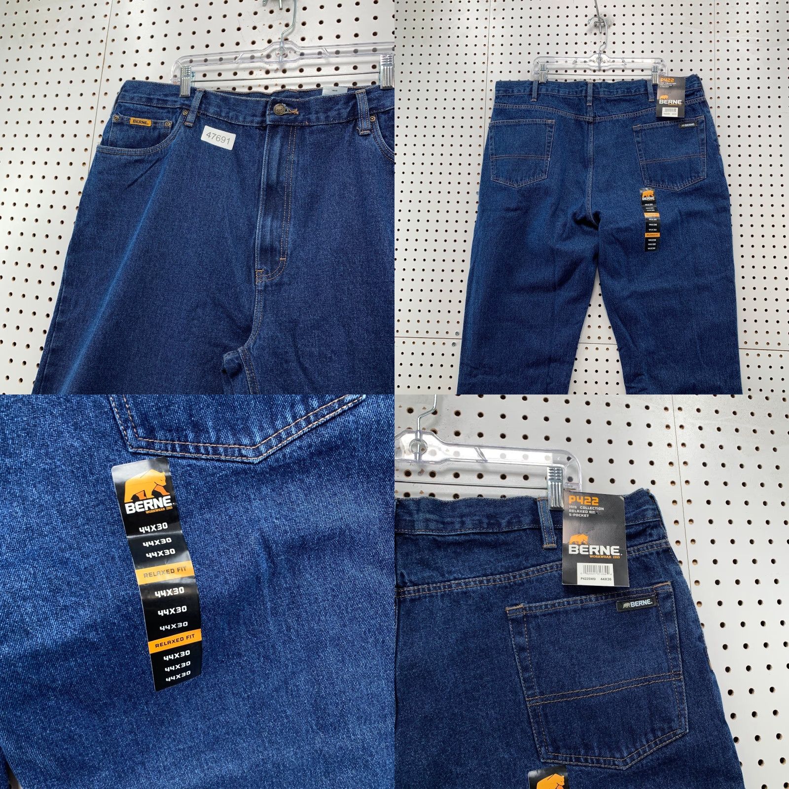 Vintage Berne Denim Jeans Mens 44x30 Blue Straight Fit Workwear P422 Jeans Size US 44 / EU 60 - 8 Thumbnail