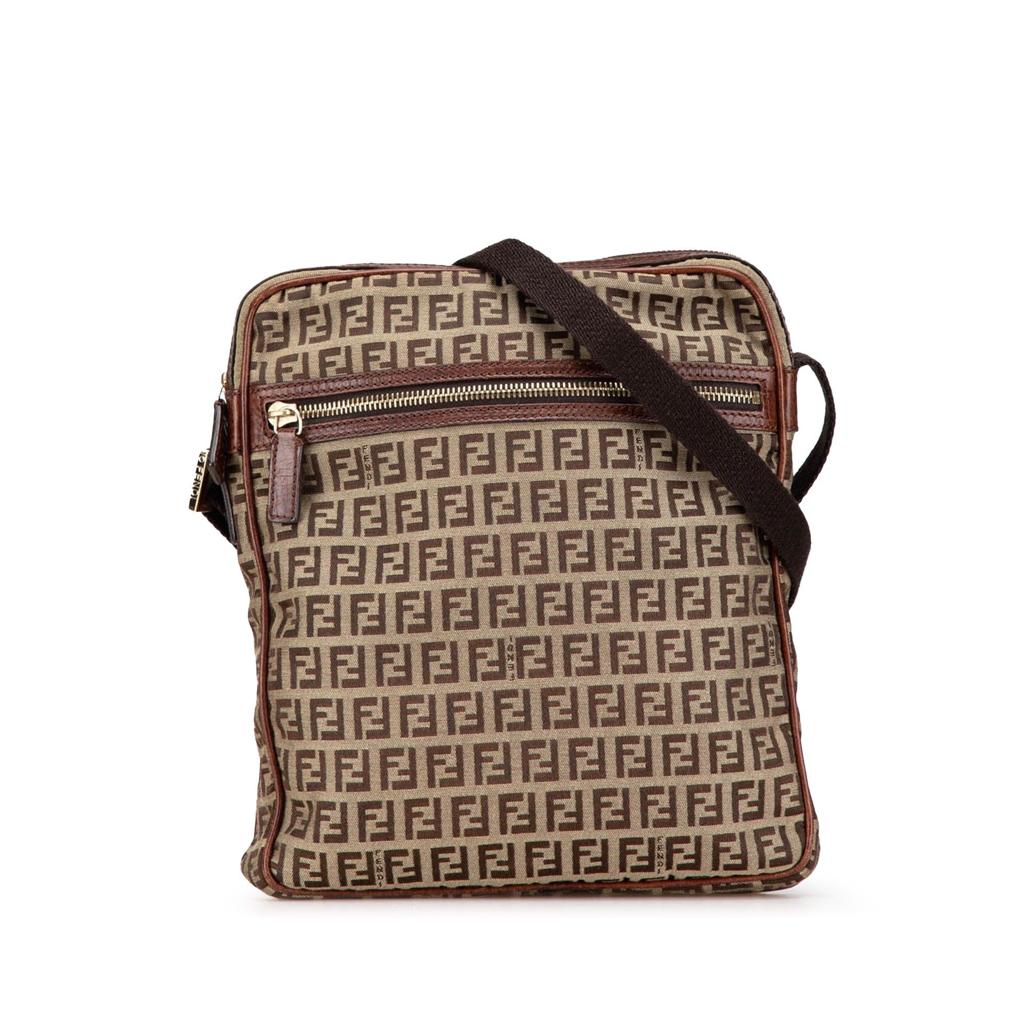 Fendi Fendi Zucchino Canvas Crossbody Brown Size ONE SIZE - 1 Thumbnail