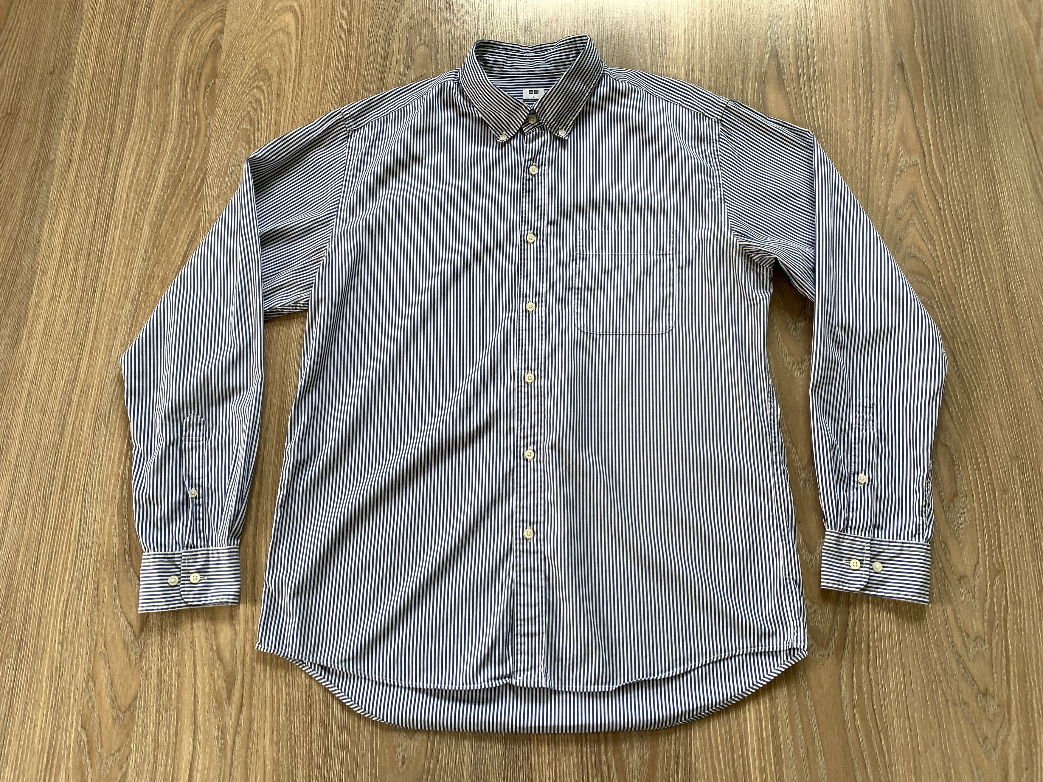 Uniqlo × Vintage Uniqlo Cotton Long Sleeve Stripe Button Down Shirt Size US L / EU 52-54 / 3 - 2 Thumbnail