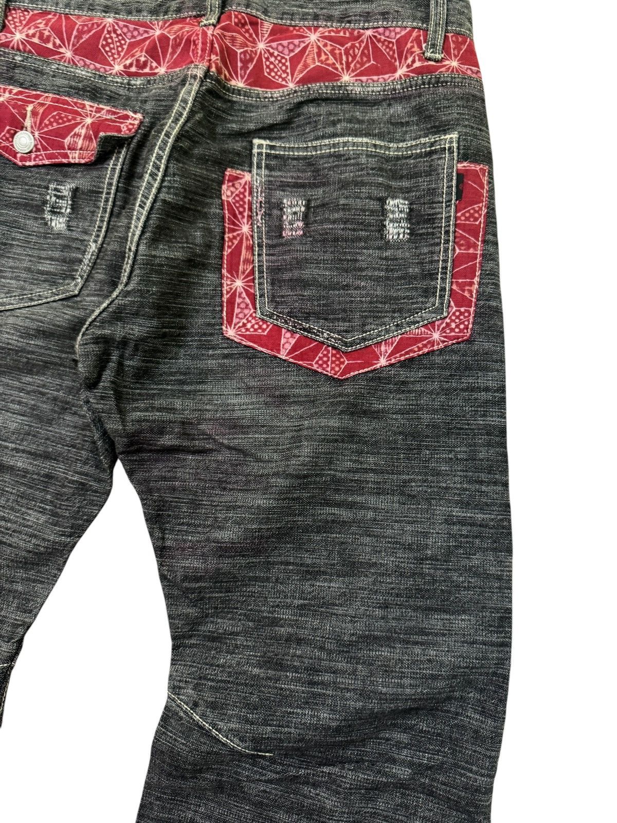 Hysteric Glamour Distressed Bee Bell Floral Red Pattern Accents Style Denim Size US 31 - 12 Thumbnail