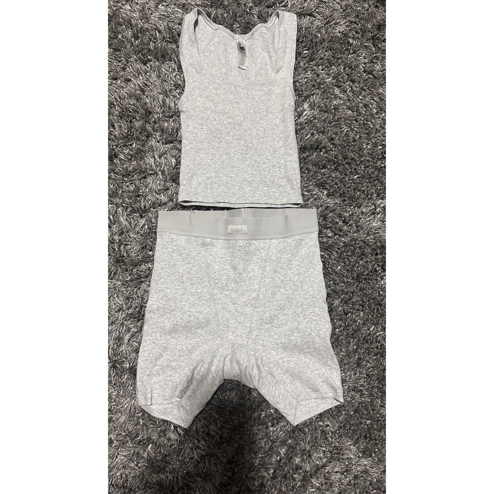SKIMS SKIMS NWOT RIB COTTON SHIRT AND BOXER SHORT SET Size ONE SIZE - 1 Thumbnail