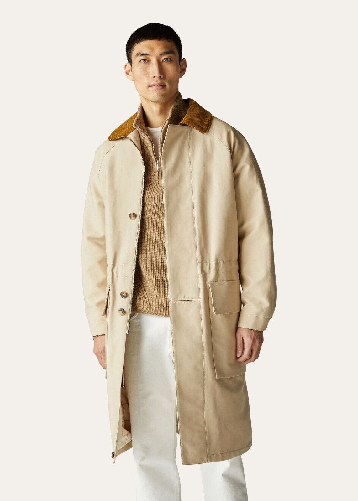 Loro Piana o1srvl11e1124 Horsey Plain Cotton Coat in Beige Size US XL / EU 56 / 4 - 5 Thumbnail