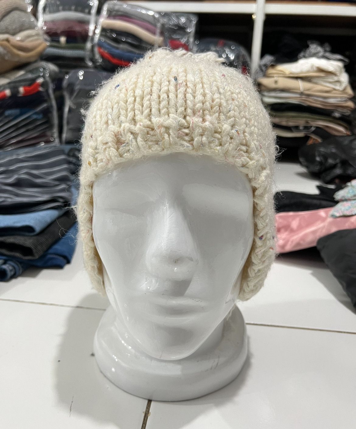Yohji Yamamoto 2000s Japanese Hysteric Ifsix Earflap Wool Knit Beanie y2k Size ONE SIZE - 2 Thumbnail