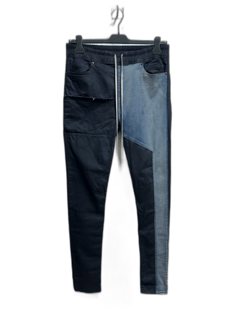 rick owens waxed denim long pants