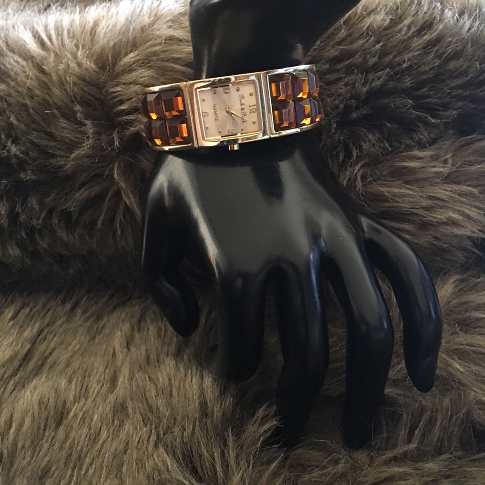 Jewelry Peck & Peck brown topaz stone cuff watch Size ONE SIZE - 3 Thumbnail