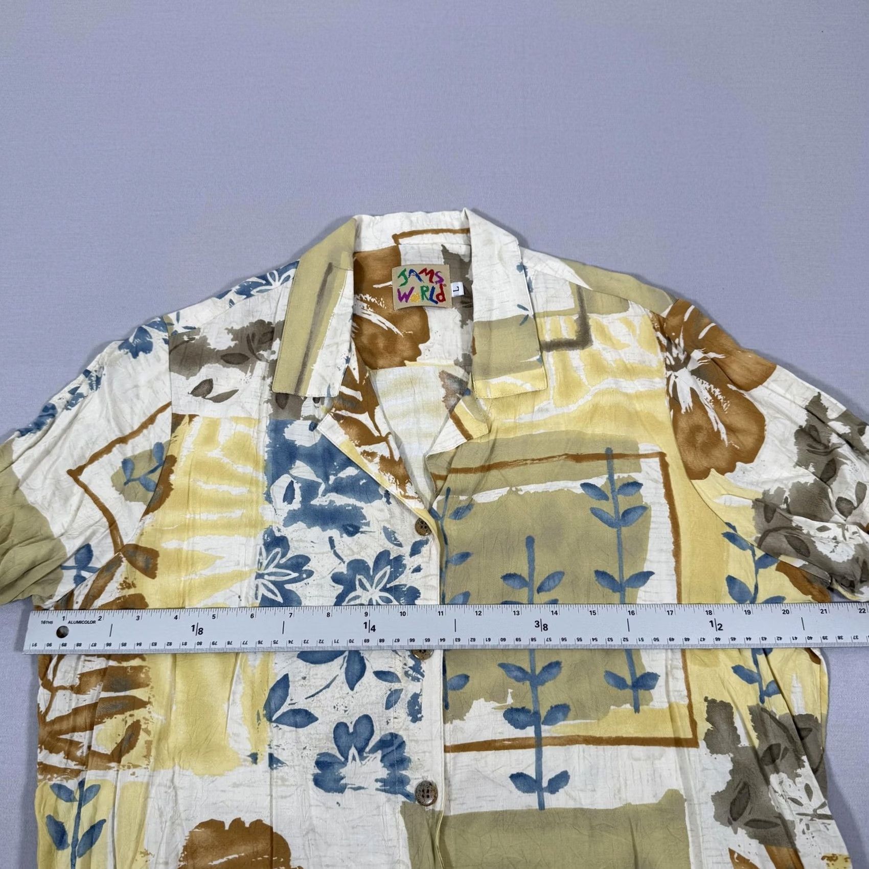 Jams World Jams World Top Womens Large Harvest Button Up Shirt Floral Tropical Rayon Hawaii Size L / US 10 / IT 46 - 5 Thumbnail
