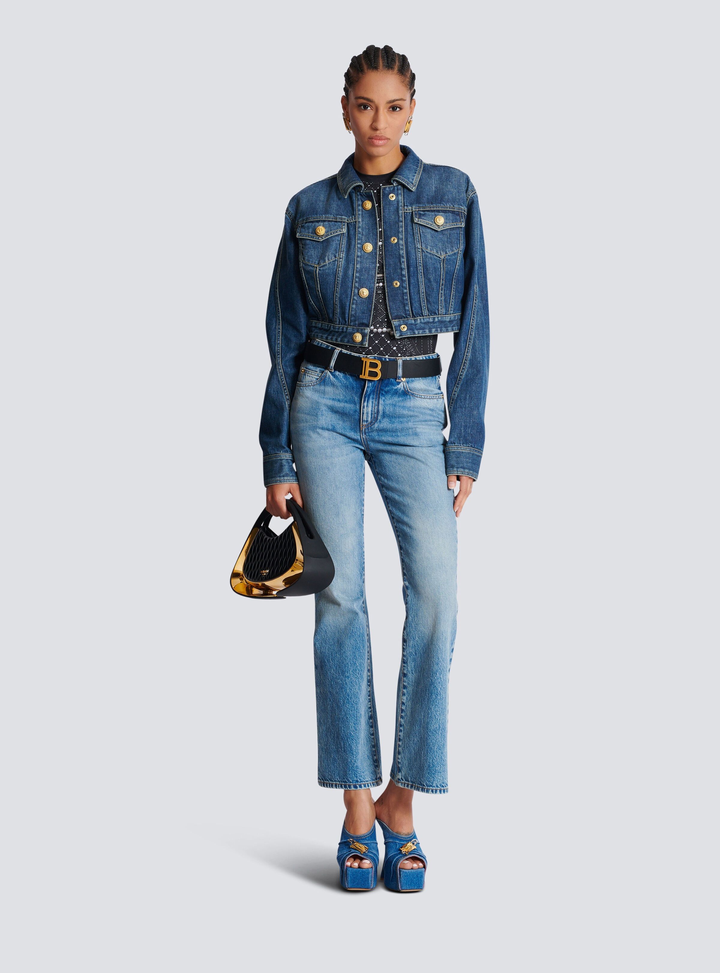 Balmain o1s1wg111225 Denim Trucker Jacket in Blue Size XL / US 12-14 / IT 48-50 - 8 Thumbnail