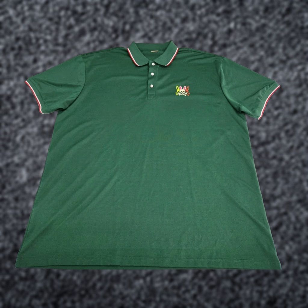 Psycho Bunny Psycho Bunny Polo Shirt Green 2XL Men's Short Sleeve Solid Logo Button Collared Knit Casual Polo Size US XXL / EU 58 / 5 - 1 Thumbnail