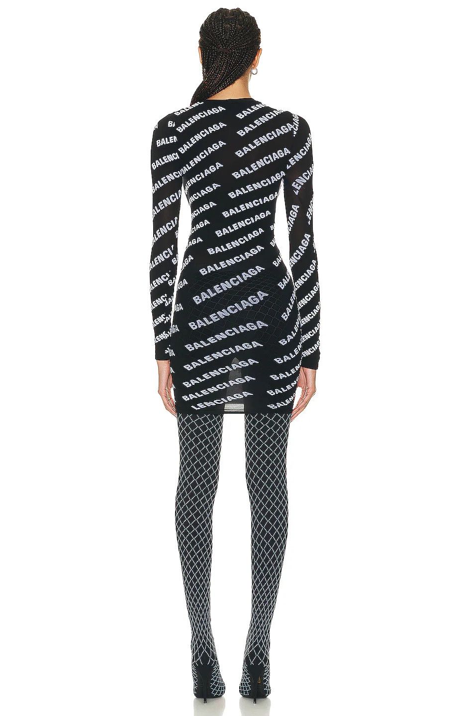 Balenciaga o1mt1gz1024 Dress Allover Logo in Black/White Size XL / US 12-14 / IT 48-50 - 4 Thumbnail