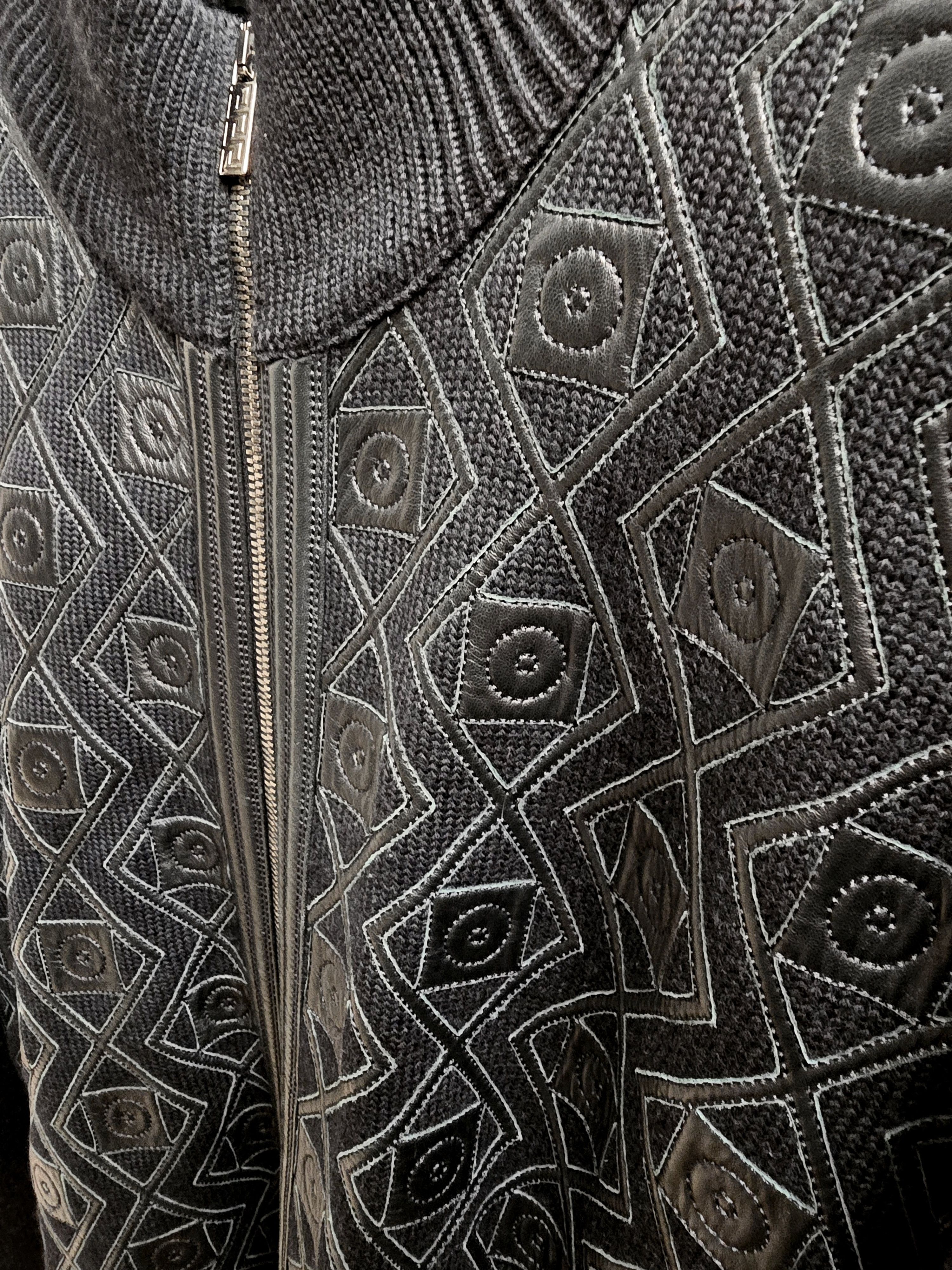Versace $1950 Versace Wool and Leather Black Cardigan. IT54 Size US L / EU 52-54 / 3 - 7 Thumbnail