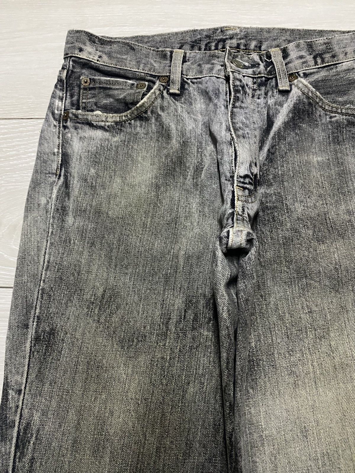 Le Grande Bleu (L.G.B.) Blue Way Made in Nippon Bleached Distressed Flare Jeans Size US 30 / EU 46 - 7 Thumbnail