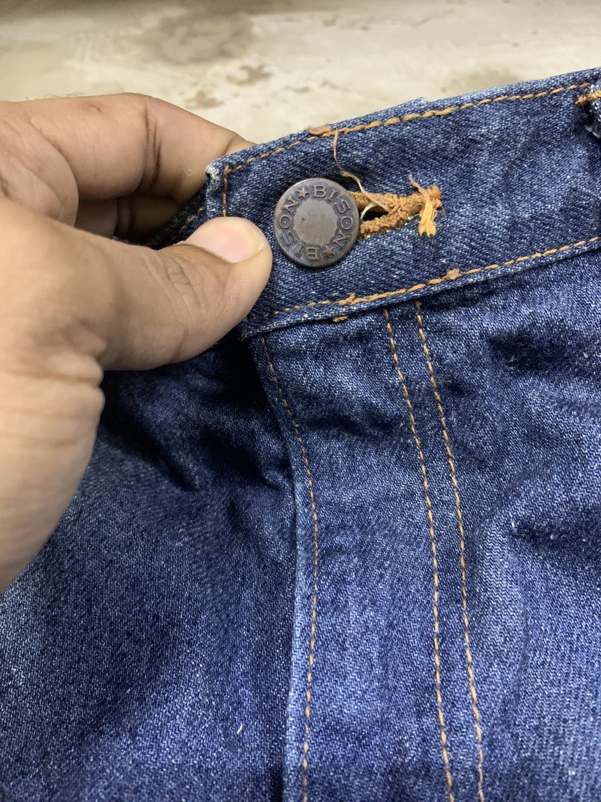 If Six Was Nine 90s BISON DOUBLE COLOUR FLARE JEANS Size US 32 / EU 48 - 8 Thumbnail