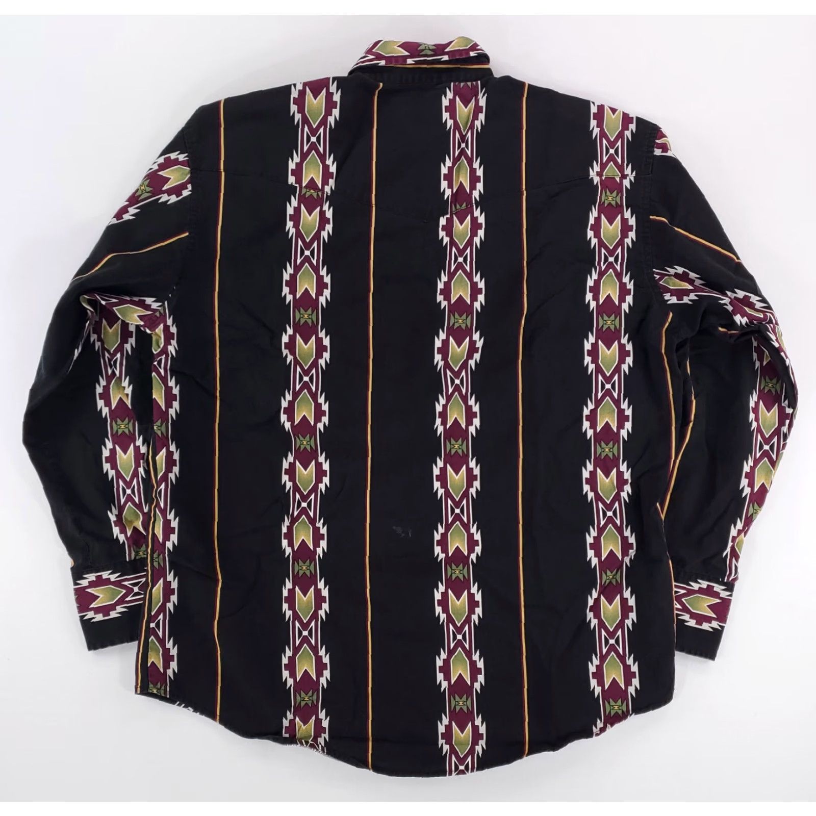 Wrangler VINTAGE Wrangler Pearl Snap Button-Up Shirt Southwest Aztec Stripe Black Mens XXL Size US XXL / EU 58 / 5 - 3 Thumbnail